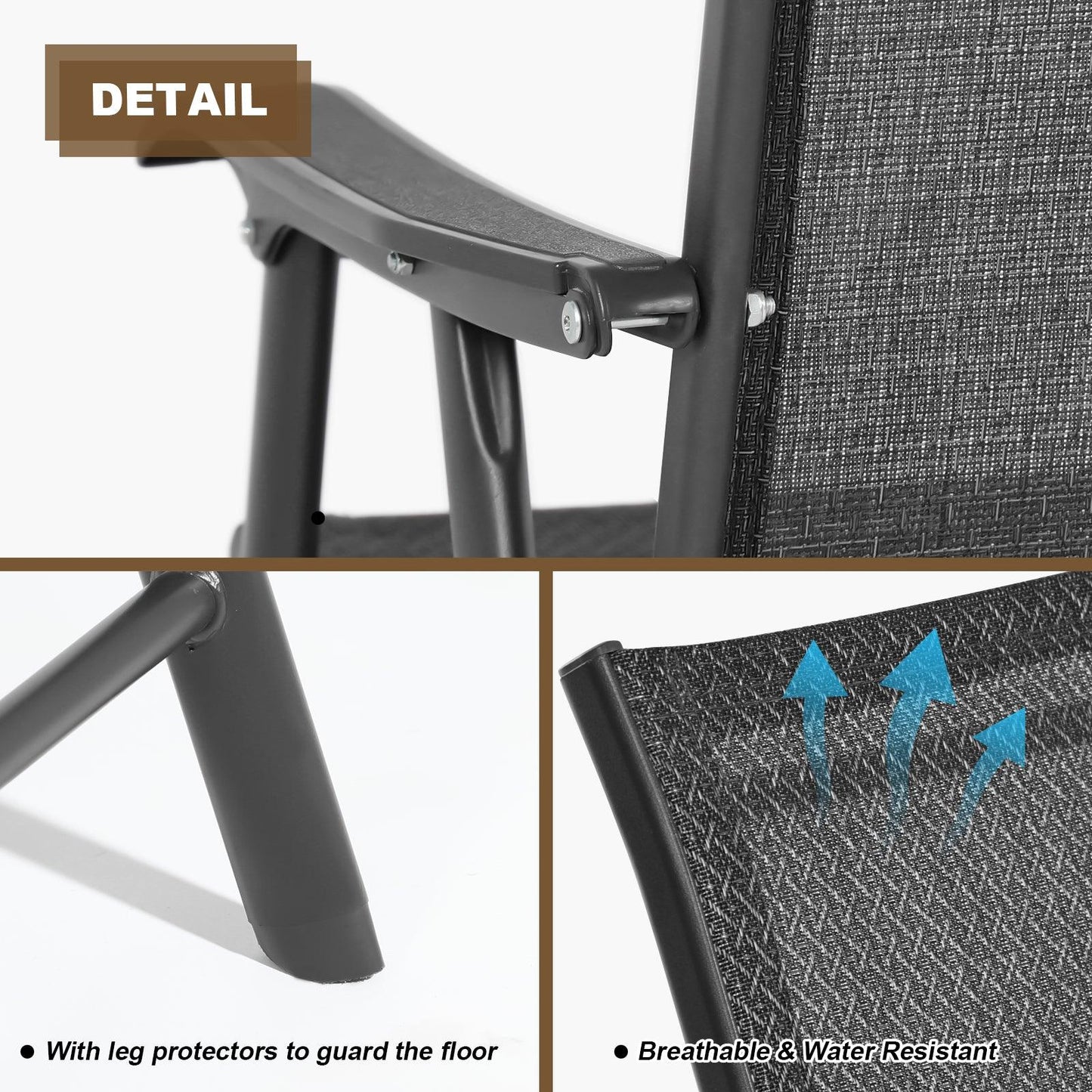 Folding Patio Chairs - Set of 4, Ideal for Patio and Outdoor Use Aoodor Black
