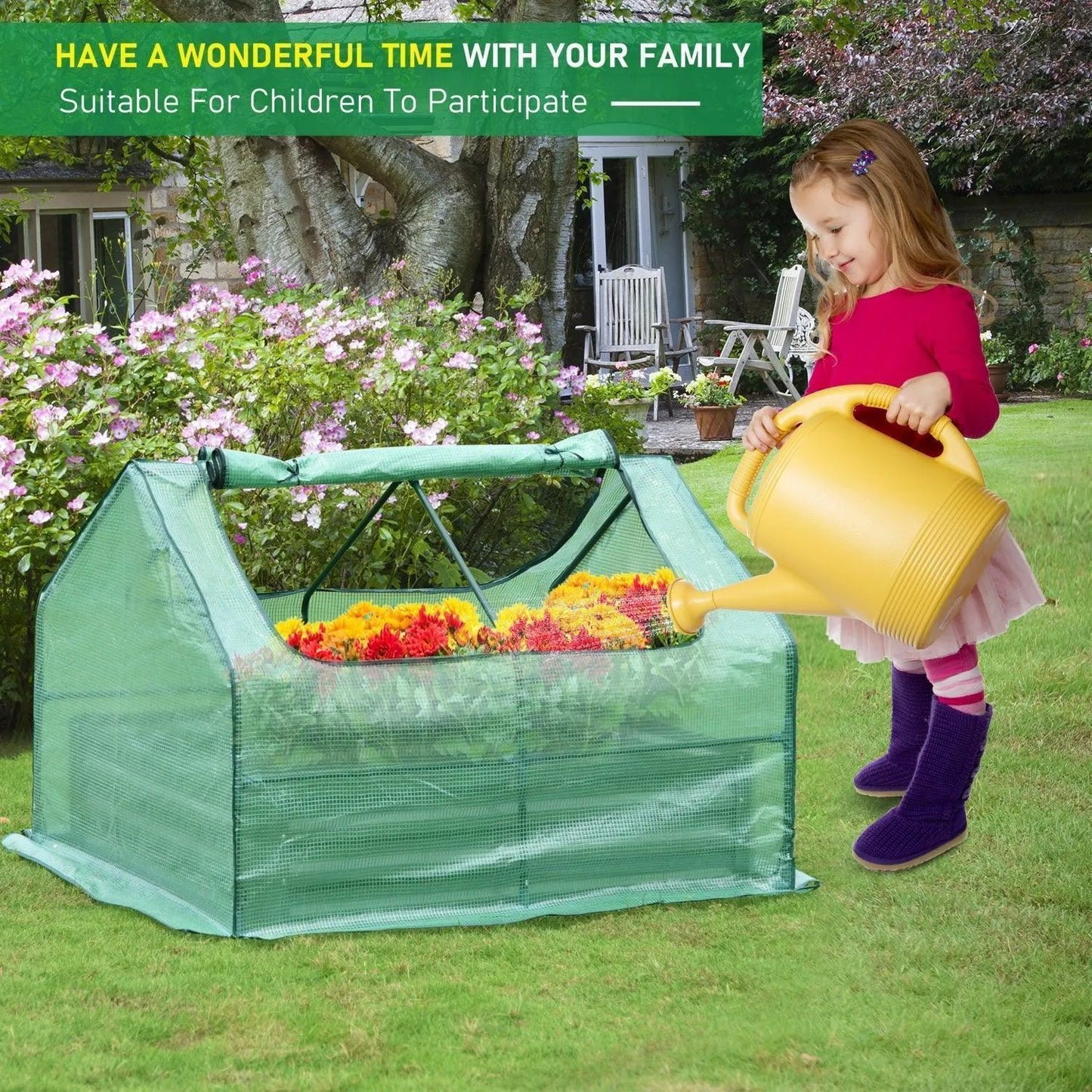 Greenhouse With Raised Garden Beds 4ft. x 4ft. x 3ft. Greenhouse Aoodor