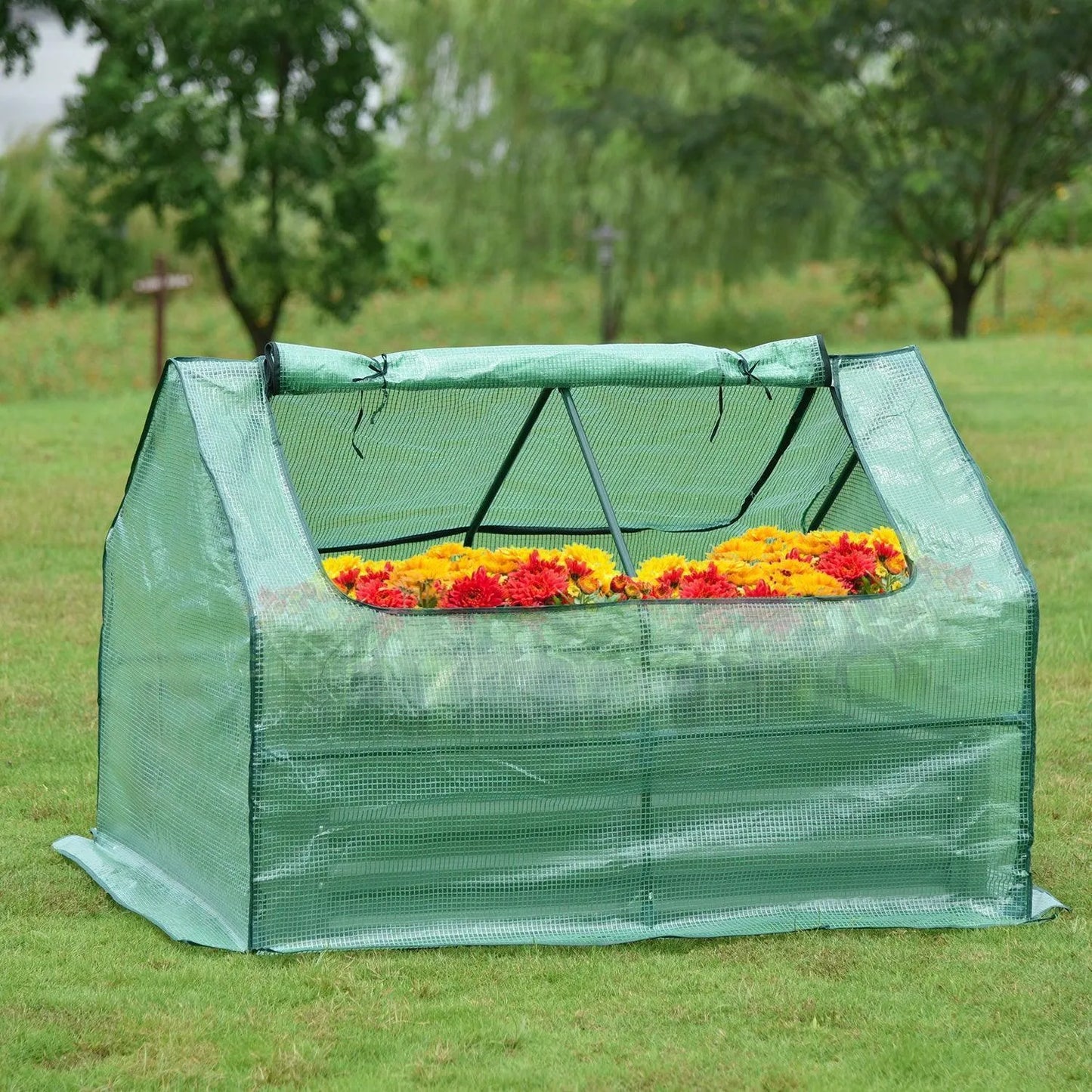 Greenhouse With Raised Garden Beds 4ft. x 4ft. x 3ft. Greenhouse Aoodor