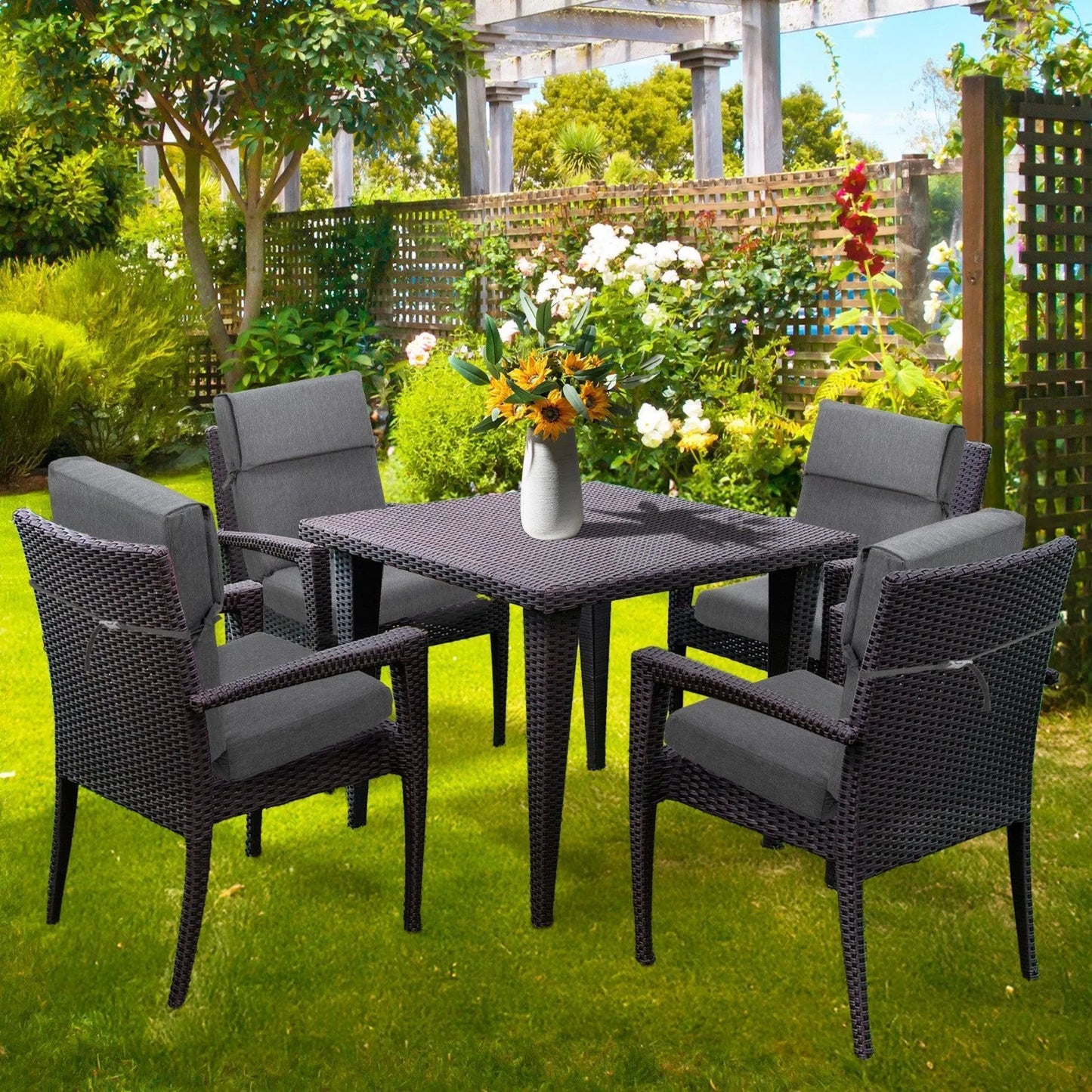 High Back Chair Cushions Set of 4, UV-Protected & Water-Resistant, 45 x 22 x 4 Inches Aoodor