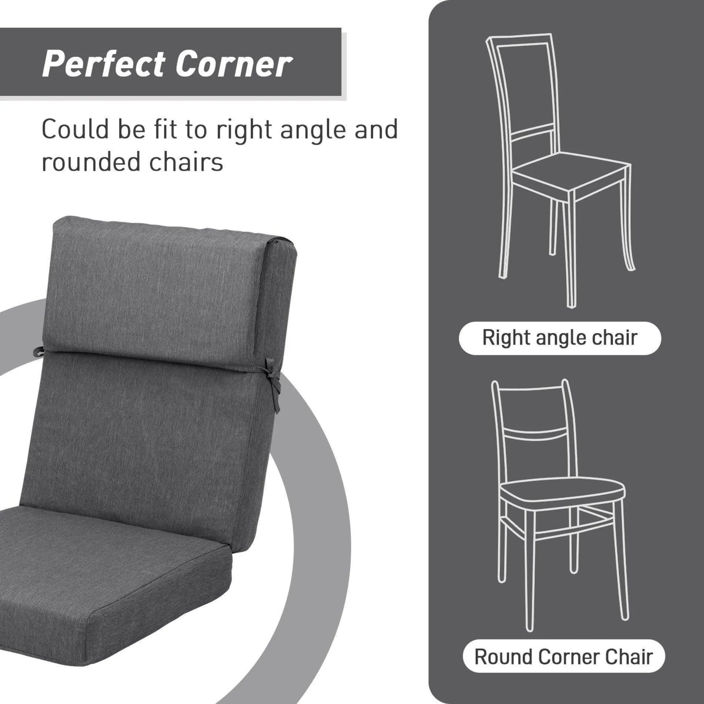 45x22x4 inch High Back Chair Cushions Set of 4 - Charcoal - Aoodor