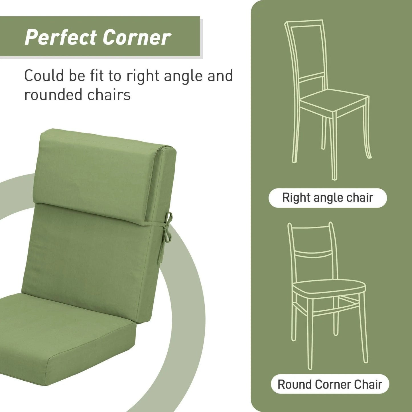 45x22x4 inch High Back Chair Cushions Set of 4 - Green - Aoodor