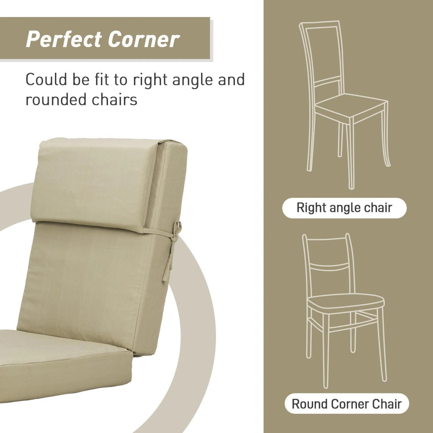 High Back Chair Cushions Set of 4, UV-Protected & Water-Resistant, 45 x 22 x 4 Inches Brown Perfect Corner Aoodor