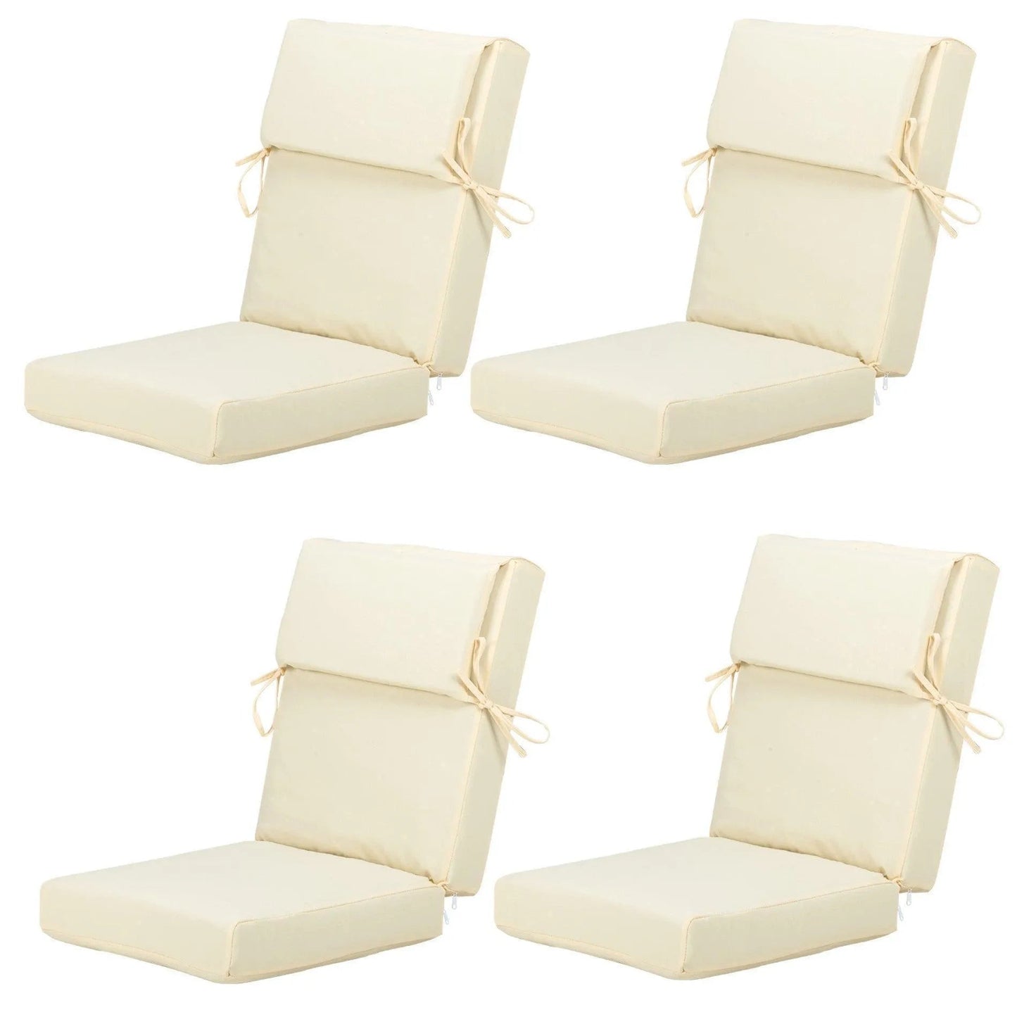 Aoodor High Back Chair Cushions Set of 4, UV-Protected & Water-Resistant, 45 x 22 x 4 Inches Lightyellow Aoodor