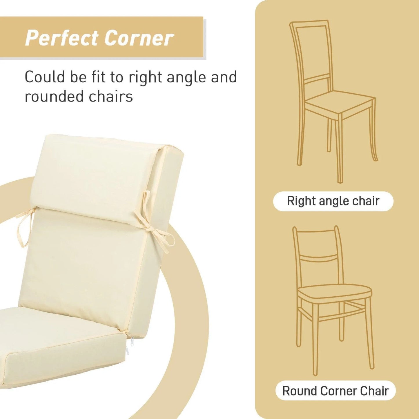 High Back Chair Cushions Set of 4, UV-Protected & Water-Resistant, 45 x 22 x 4 Inches Lightyellow Could be fit to right angle and rounded chairs Aoodor Aoodor
