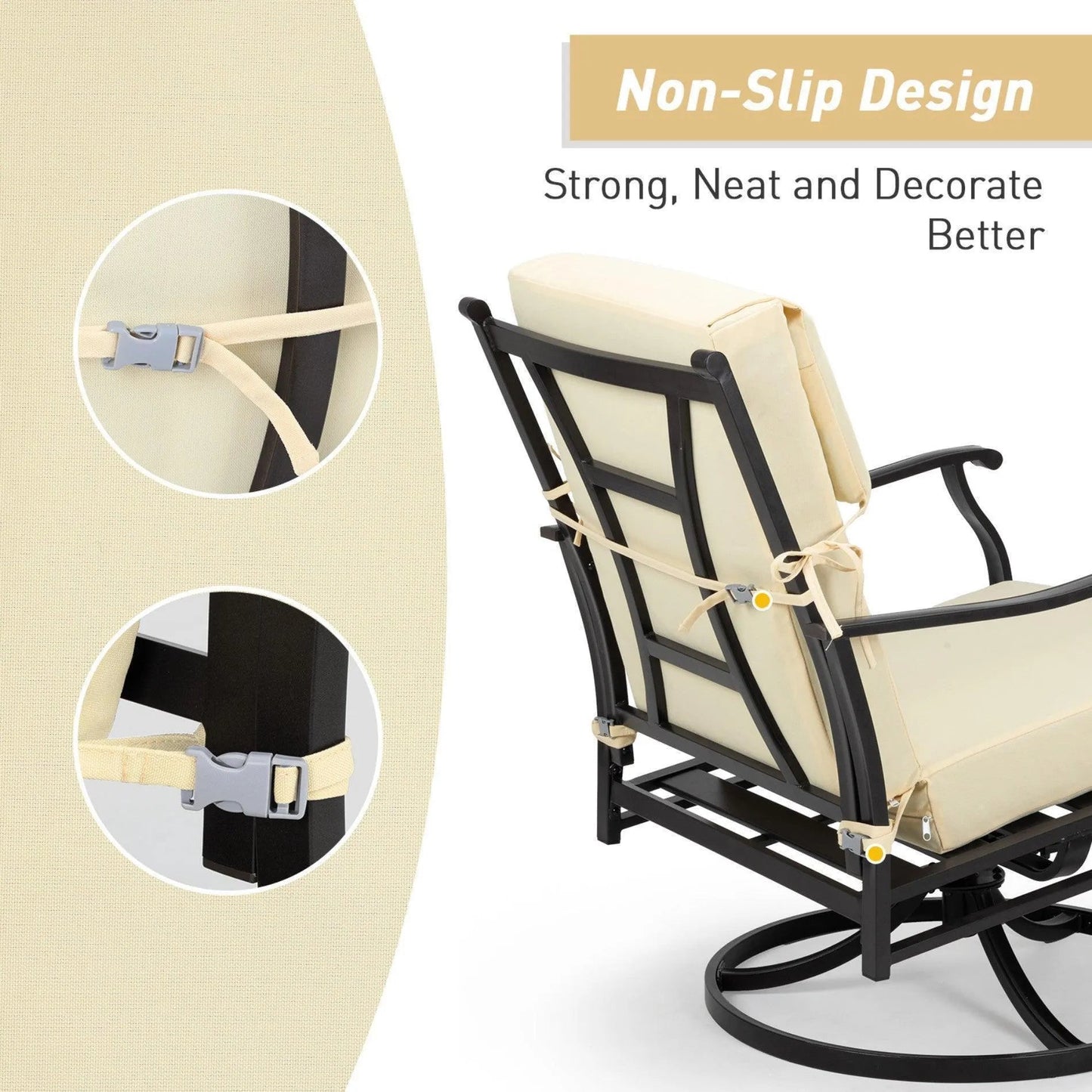 High Back Chair Cushions Set of 4, UV-Protected & Water-Resistant, 45 x 22 x 4 Inches Lightyellow Non-Slip Design Aoodor Aoodor