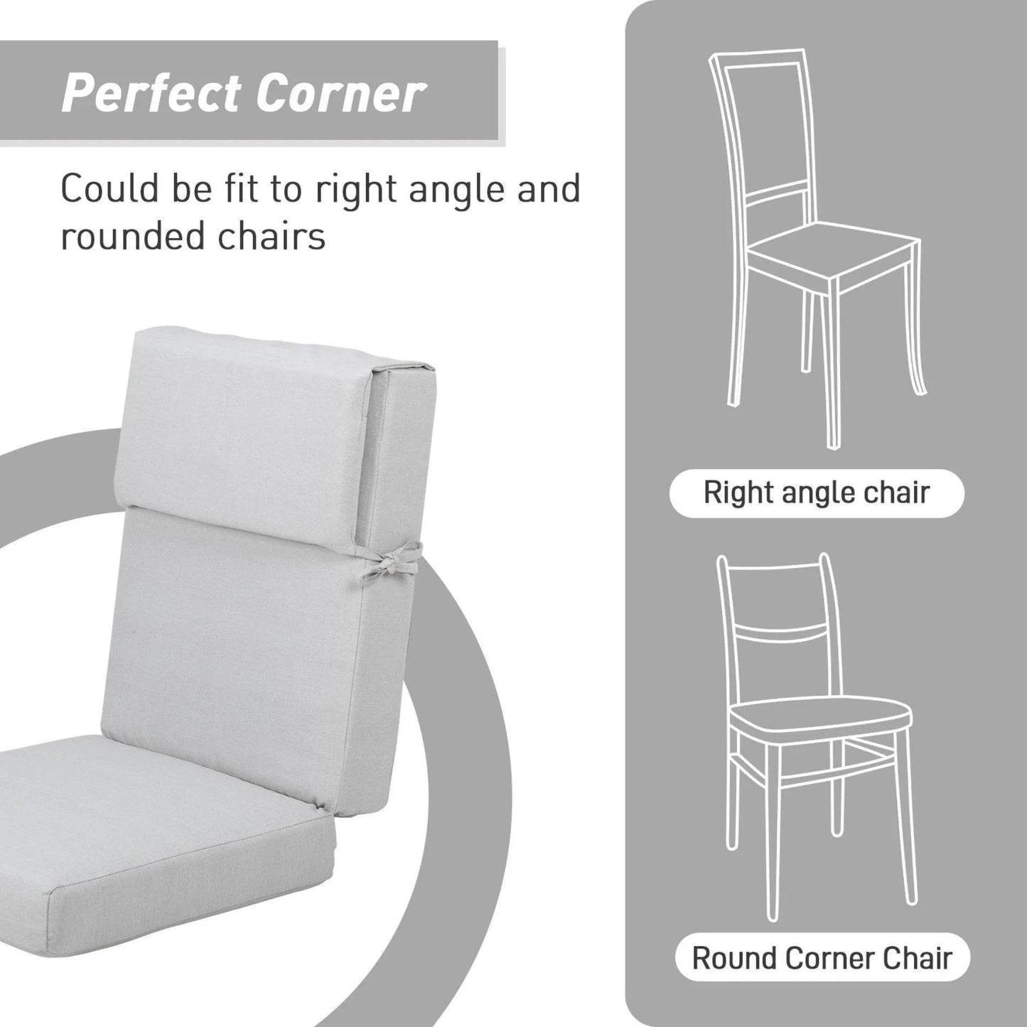 45x22x4 inch High Back Chair Cushions Set of 4 - Light Gray - Aoodor