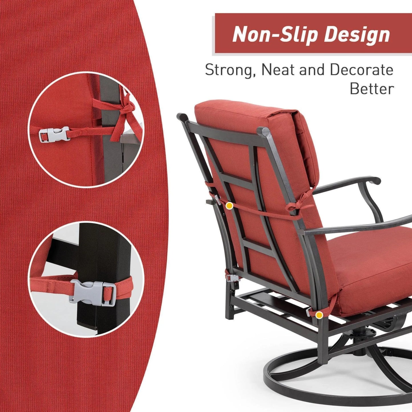 45x22x4 inch High Back Chair Cushions Set of 4 - Red - Aoodor