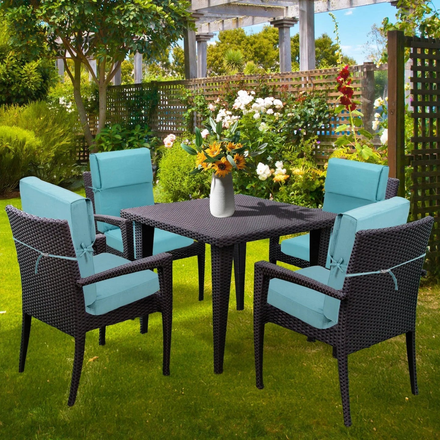 High Back Chair Cushions Set of 4, UV-Protected & Water-Resistant, 45 x 22 x 4 Inches for Outdoor Patio Dinner Chair Cushions Aoodor