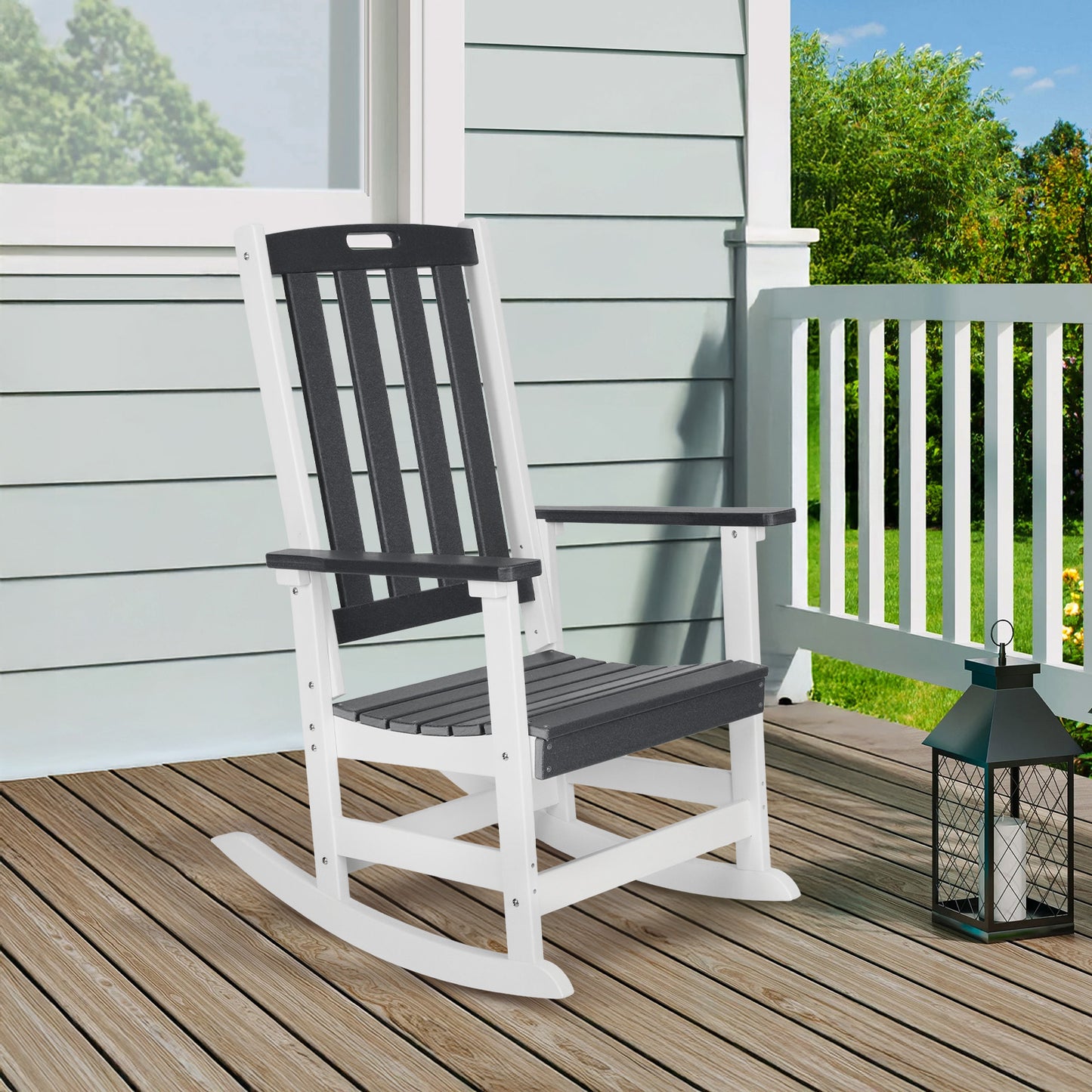 Outdoor Rocking Chair, Ergonomic HDPE Rockers with All-Weather Design