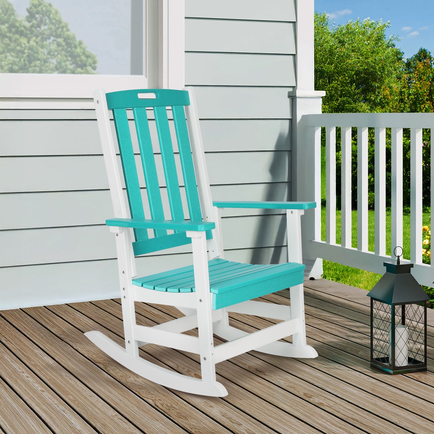 Outdoor Rocking Chair, Ergonomic HDPE Rockers with All-Weather Design