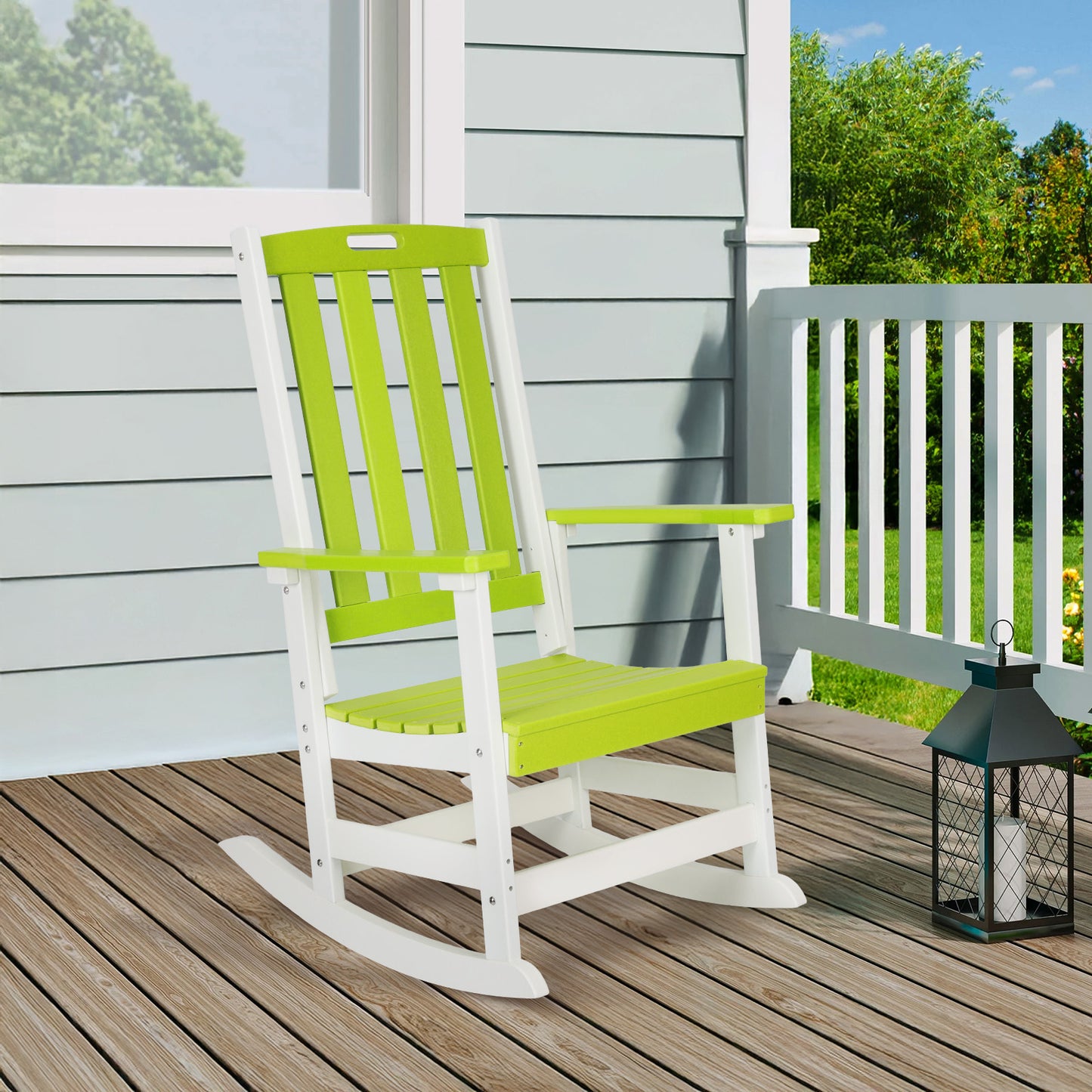 Outdoor Rocking Chair, Ergonomic HDPE Rockers with All-Weather Design