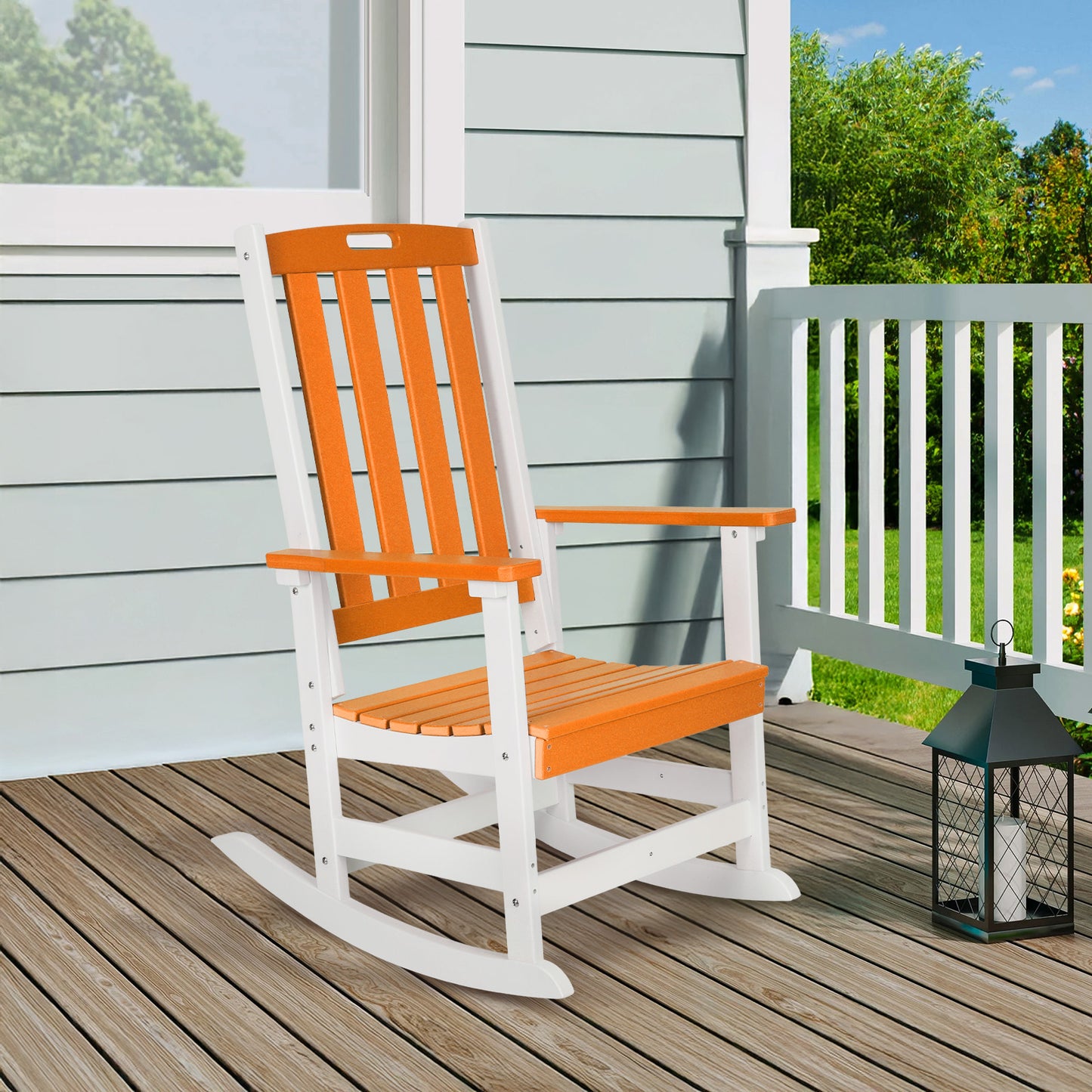 Outdoor Rocking Chair, Ergonomic HDPE Rockers with All-Weather Design