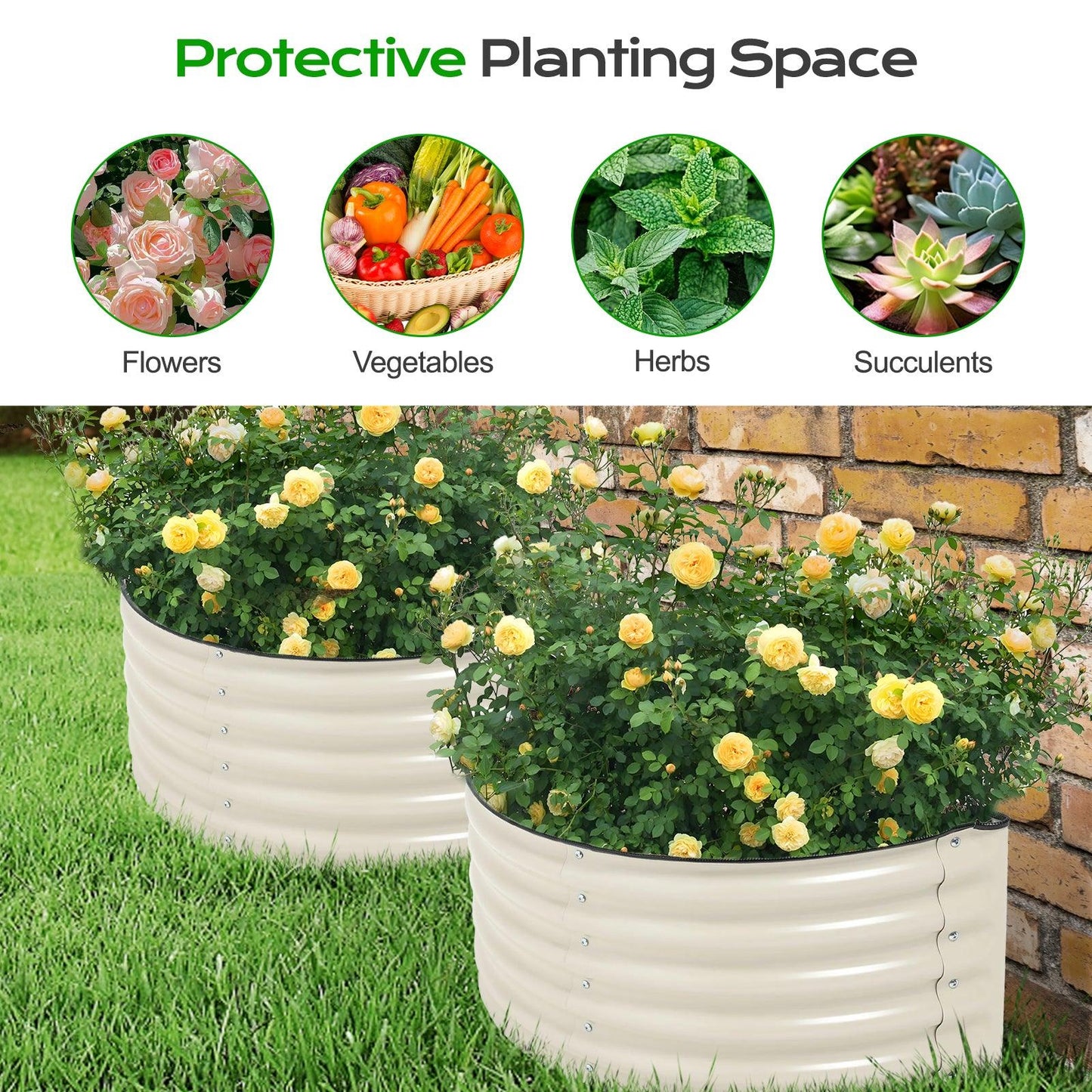 42x24x17 inch Metal Raised Garden Bed, Outdoor Garden Planter Box - Set of 2 - Aoodor