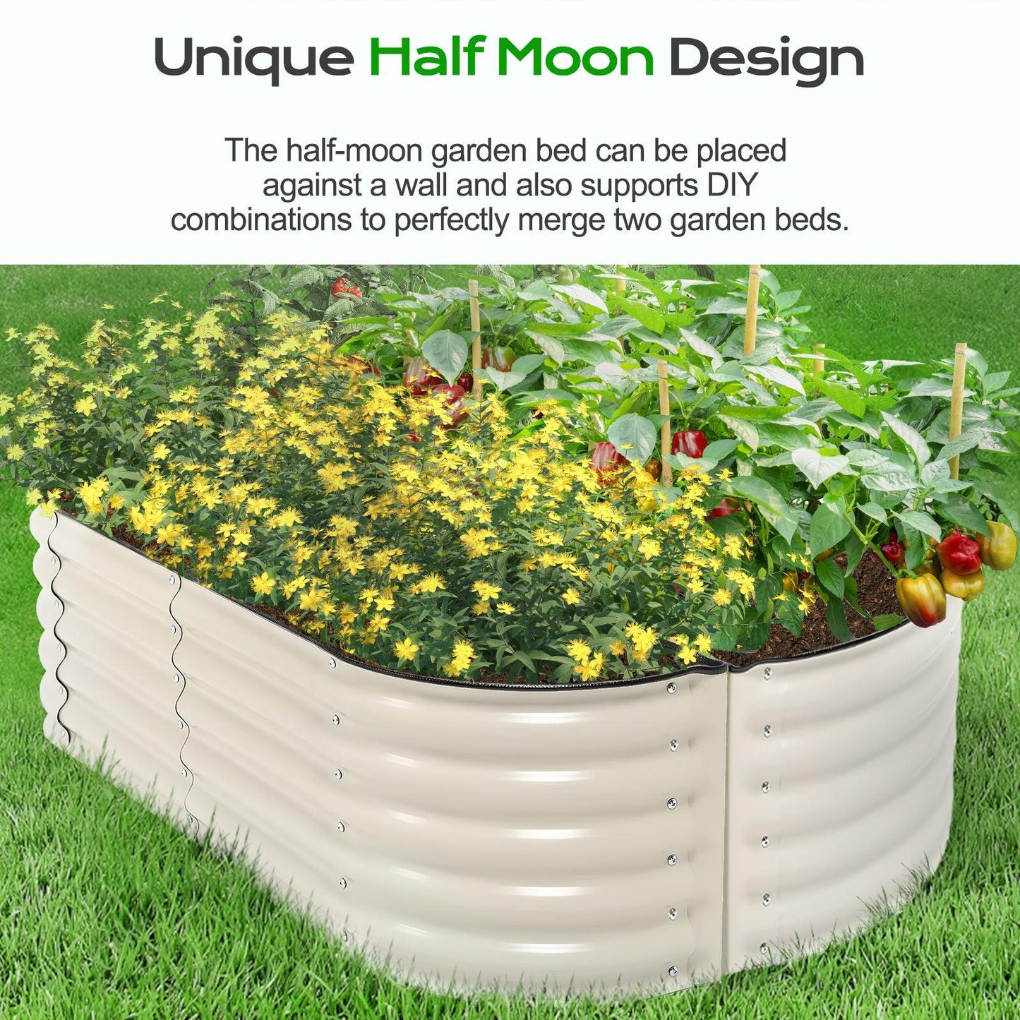 Metal raised garden Bed - 60'' x 24'' x 17''(H)- Beige Aoodor