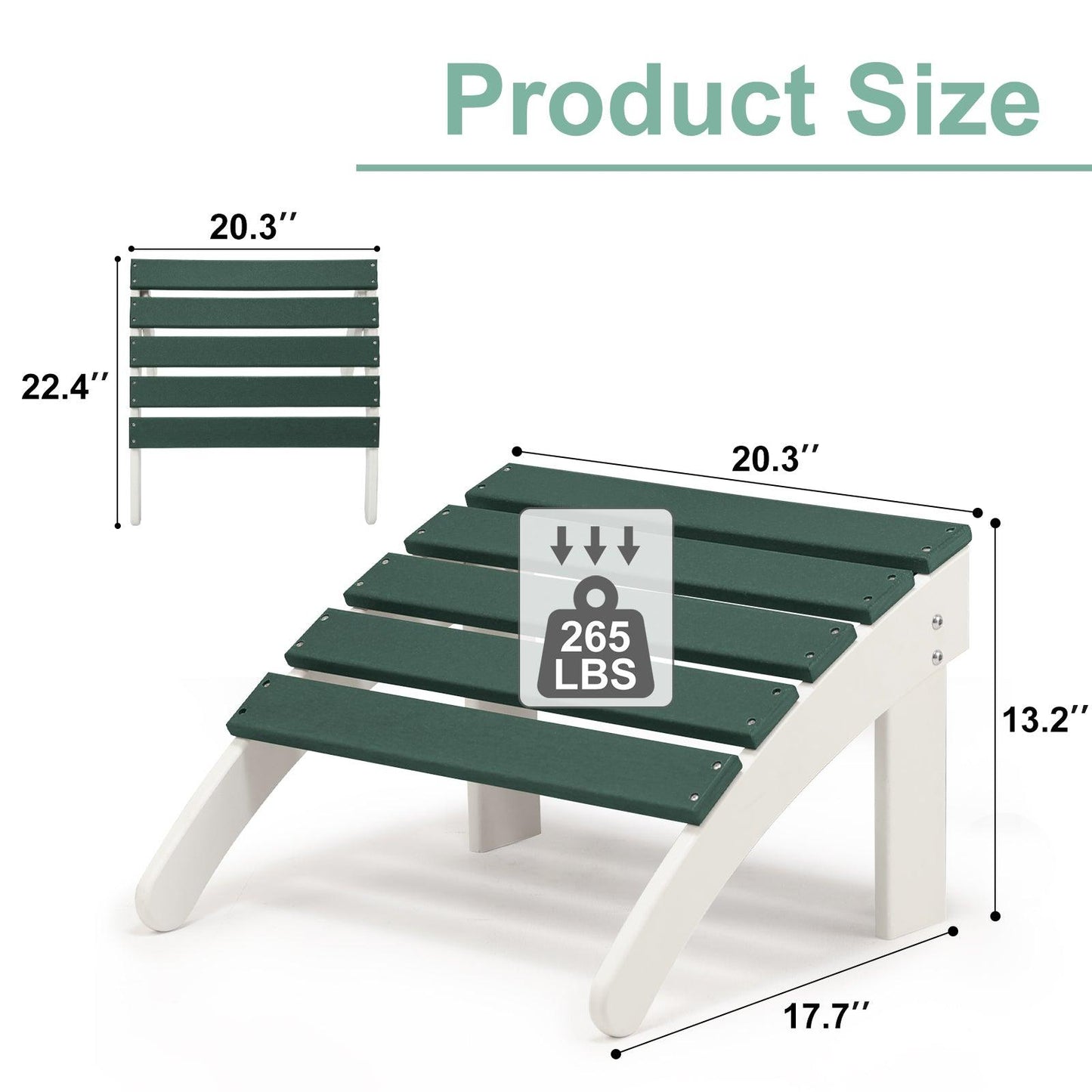 Outdoor Adirondack Ottoman - Weather-Resistant HDPE Patio Footrest for Ultimate Relaxation Aoodor
