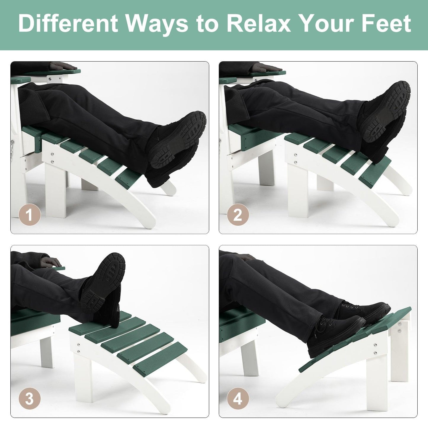 Outdoor Adirondack Ottoman - Weather-Resistant HDPE Patio Footrest for Ultimate Relaxation Aoodor