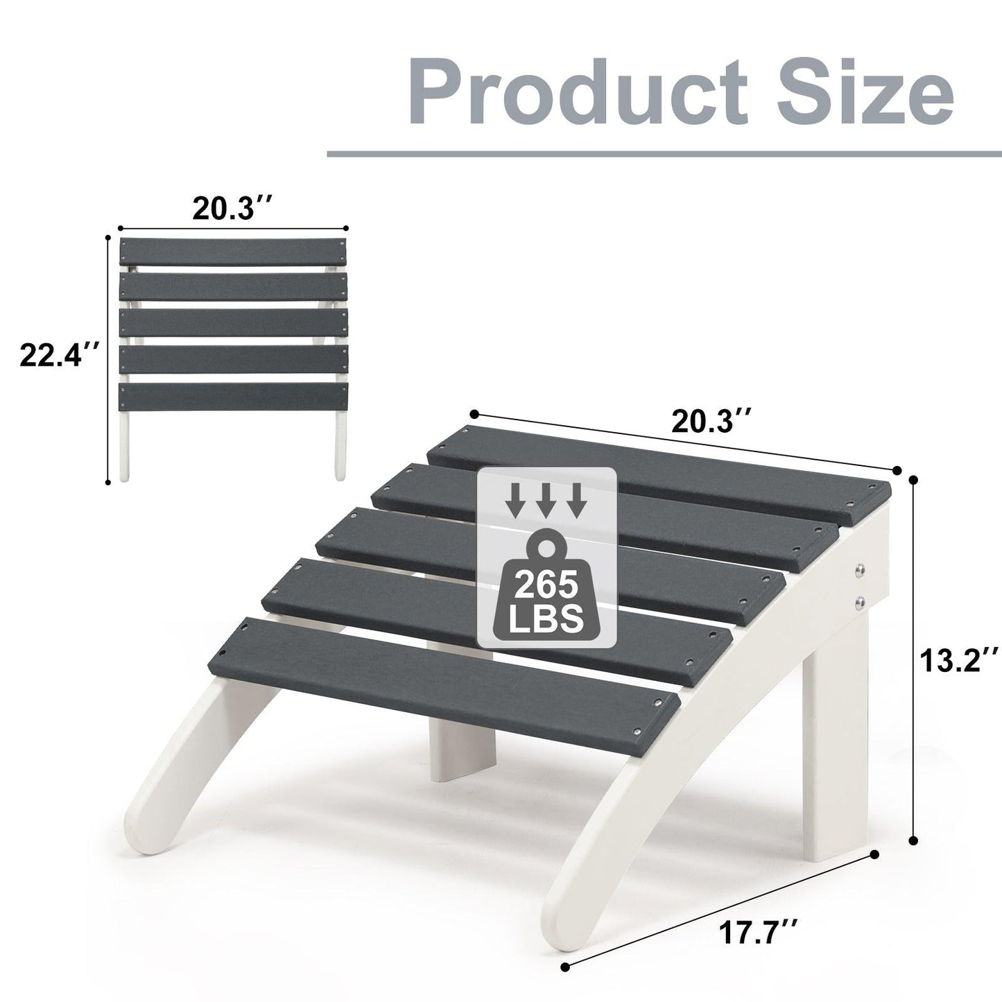Outdoor Adirondack Ottoman - Weather-Resistant HDPE Patio Footrest for Ultimate Relaxation Aoodor