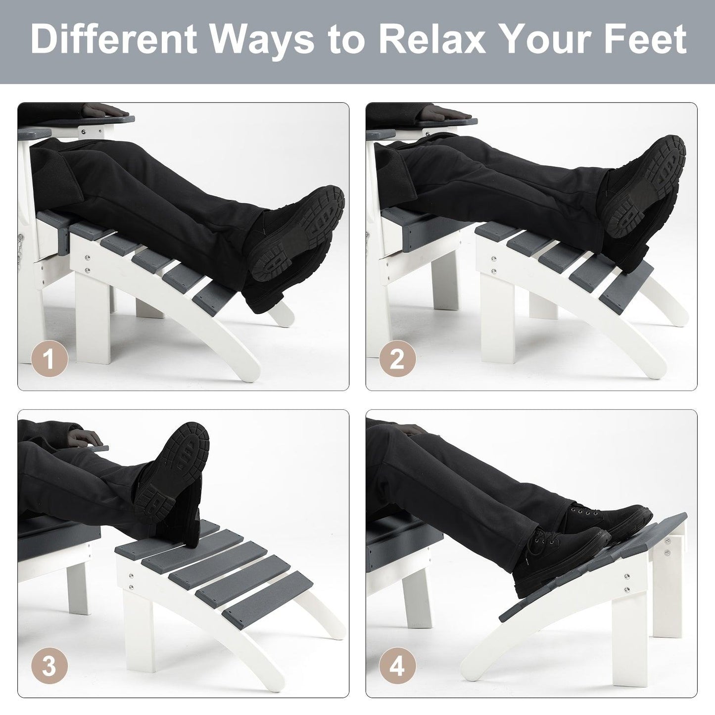 Outdoor Adirondack Ottoman - Weather-Resistant HDPE Patio Footrest for Ultimate Relaxation Aoodor