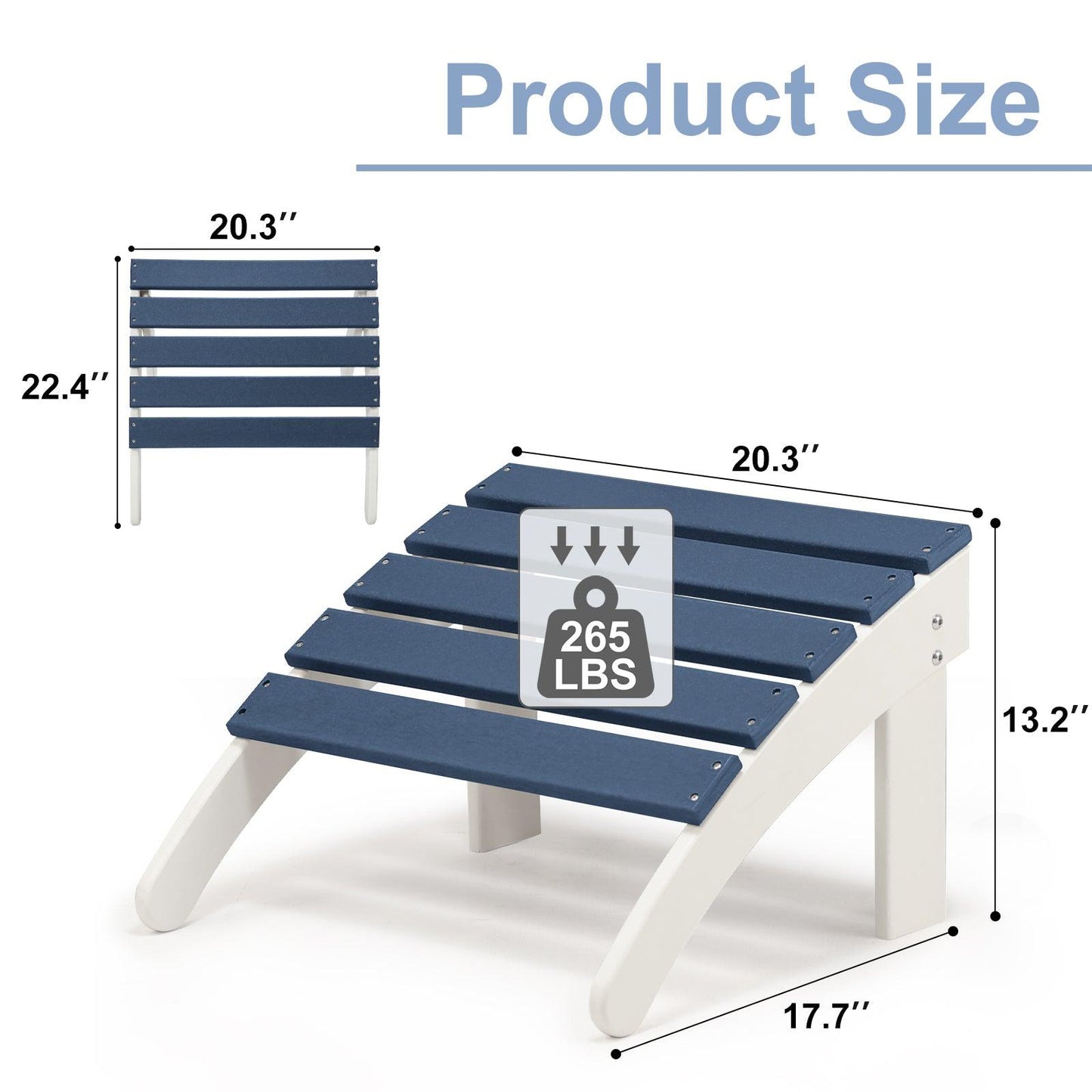 Outdoor Adirondack Ottoman - Weather-Resistant HDPE Patio Footrest for Ultimate Relaxation Aoodor