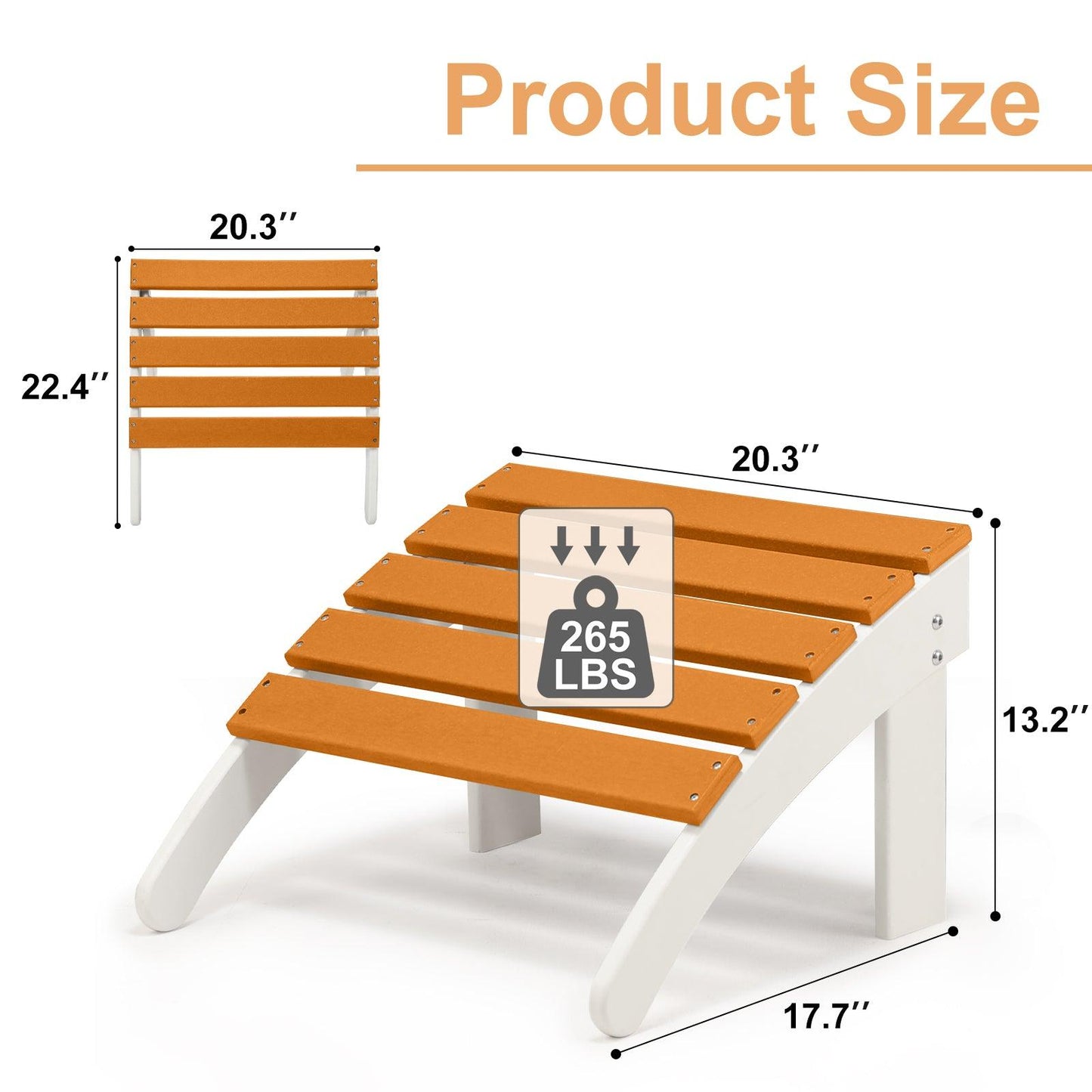 Outdoor Adirondack Ottoman - Weather-Resistant HDPE Patio Footrest for Ultimate Relaxation Aoodor