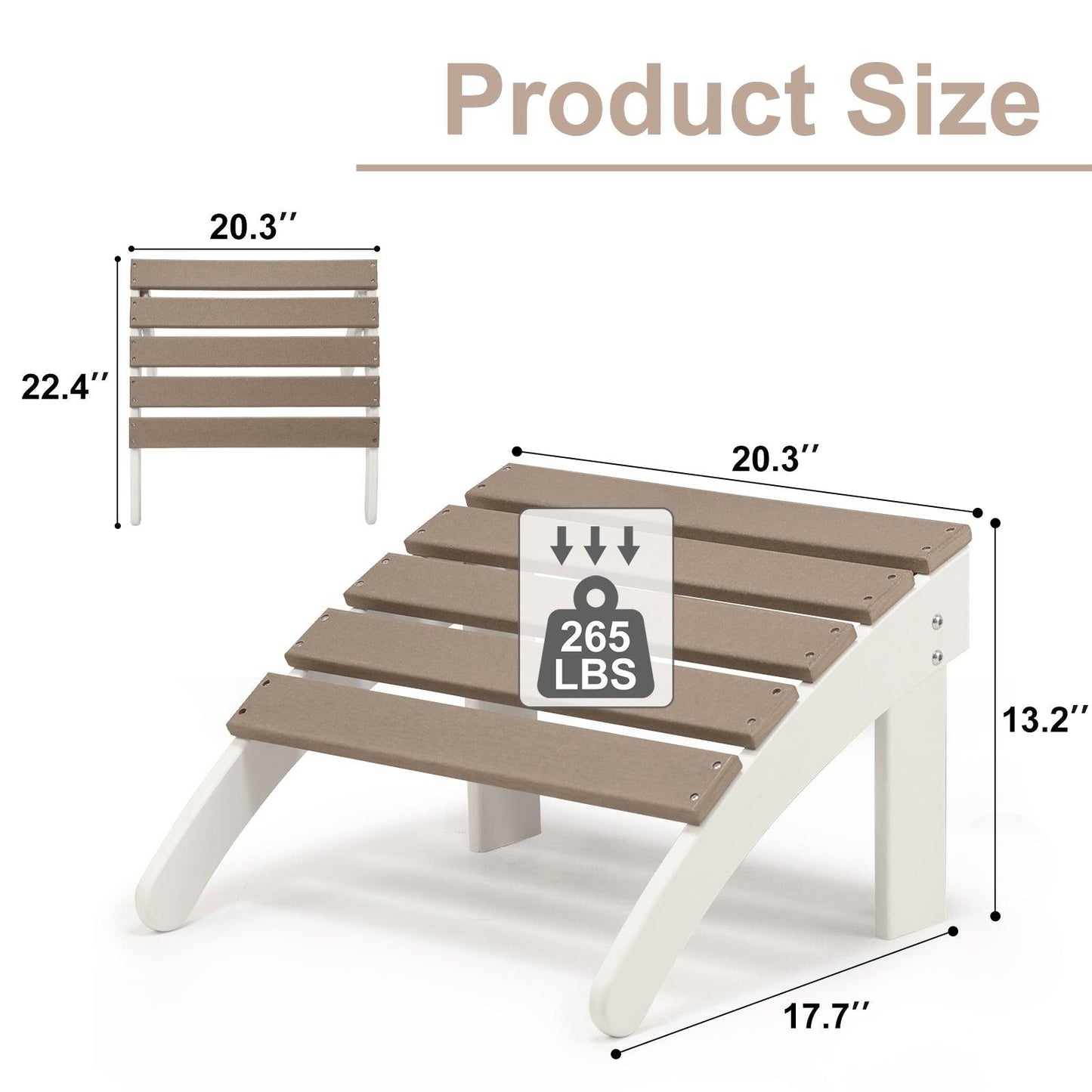 Outdoor Adirondack Ottoman - Weather-Resistant HDPE Patio Footrest for Ultimate Relaxation Aoodor