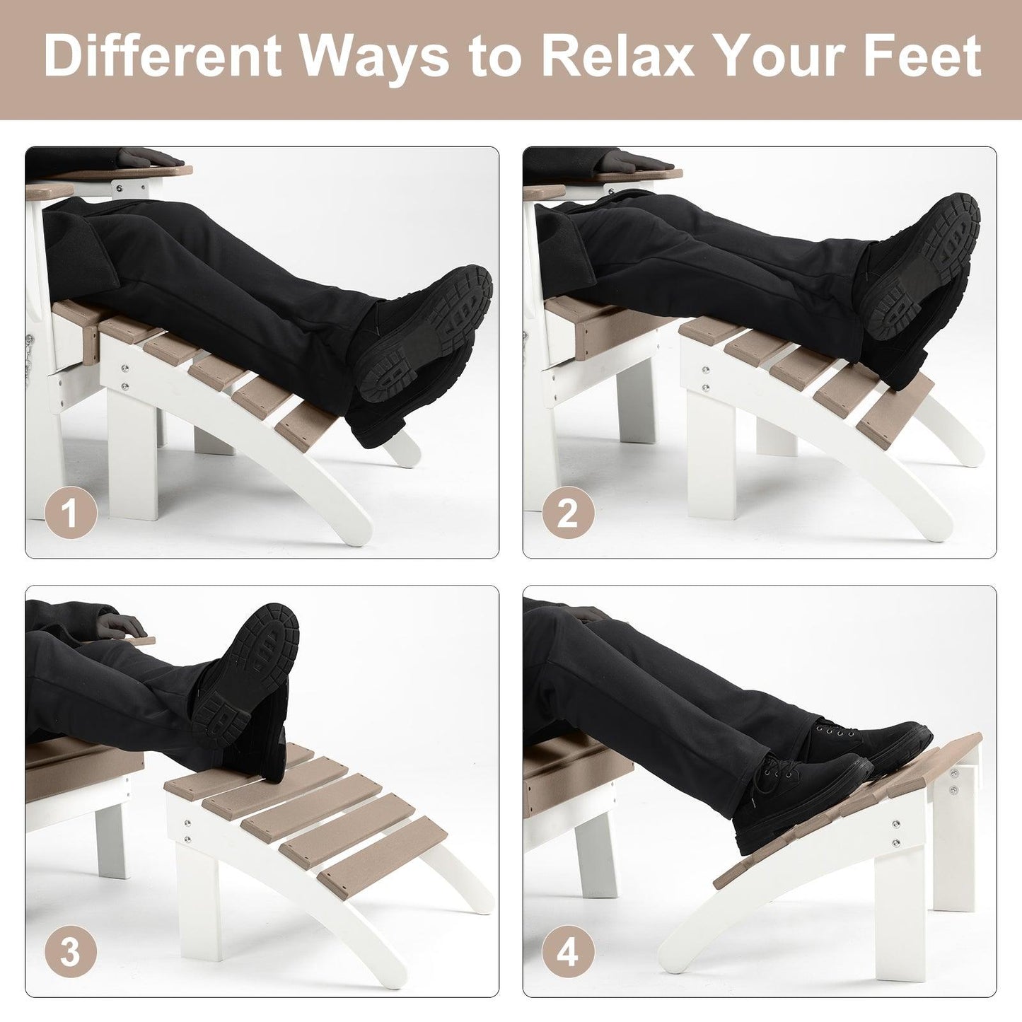 Outdoor Adirondack Ottoman - Weather-Resistant HDPE Patio Footrest for Ultimate Relaxation Aoodor