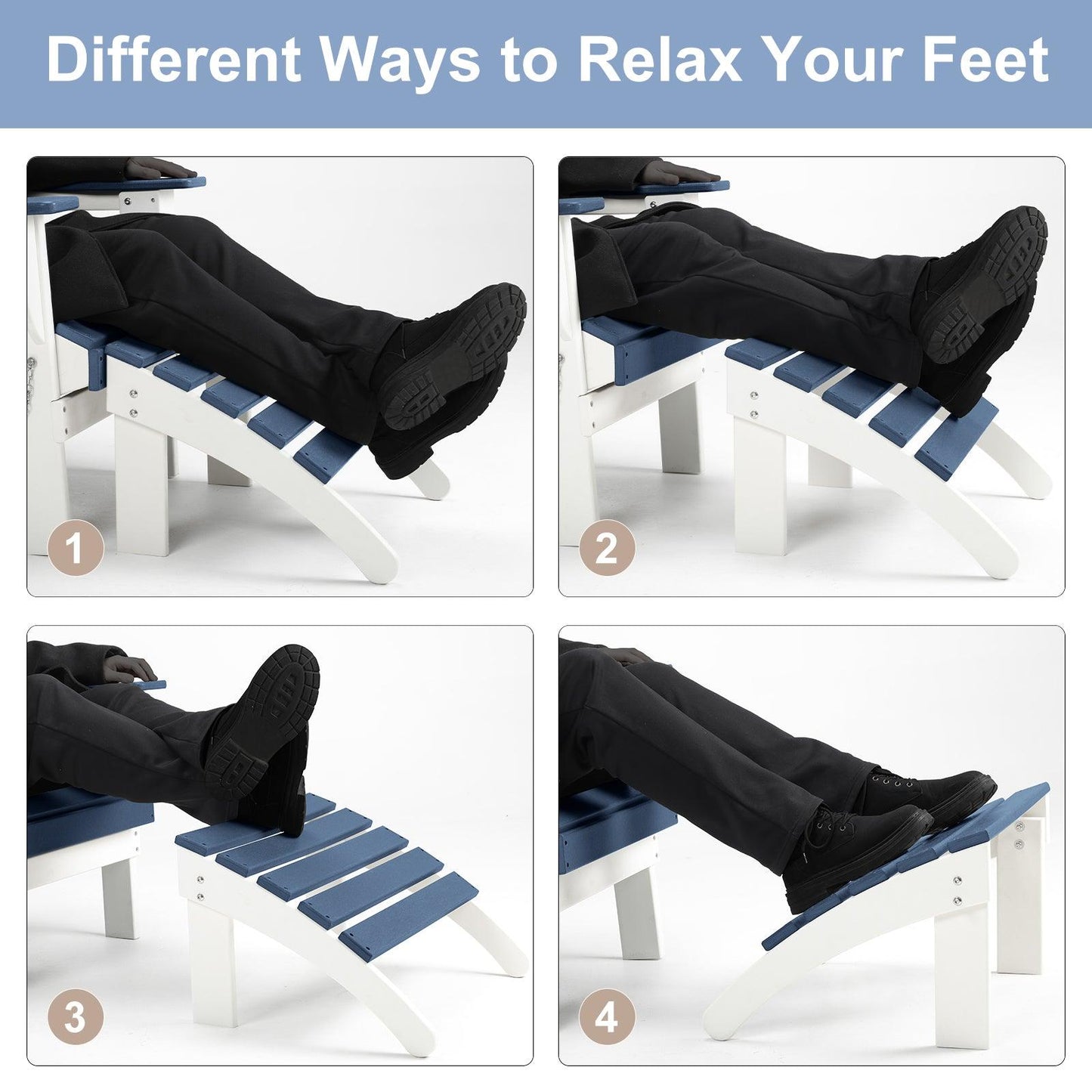 Outdoor Adirondack Ottoman - Weather-Resistant HDPE Patio Footrest for Ultimate Relaxation Aoodor