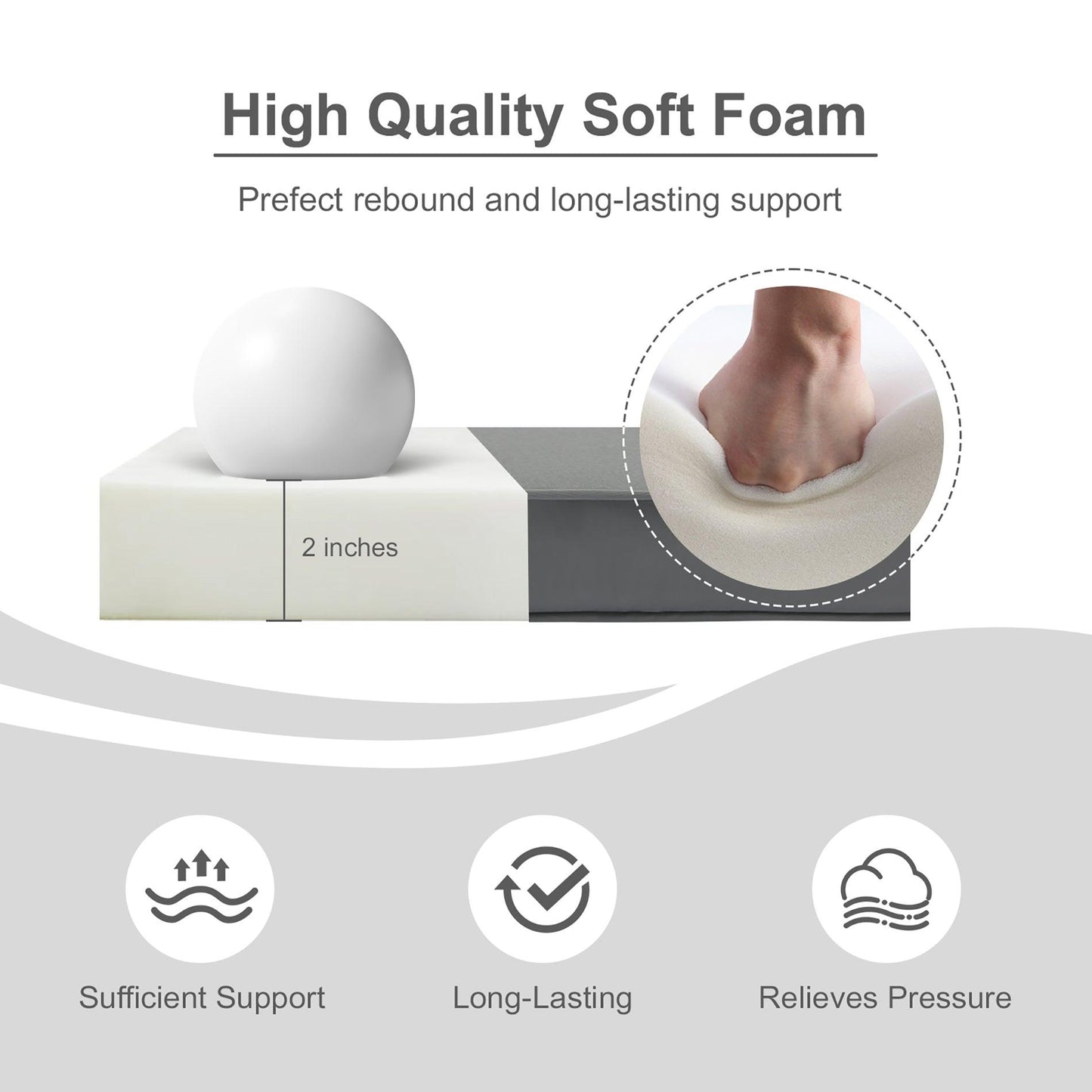 Outdoor Chair Cushion Soft and Fade-resistant Polyester Gray Aoodor