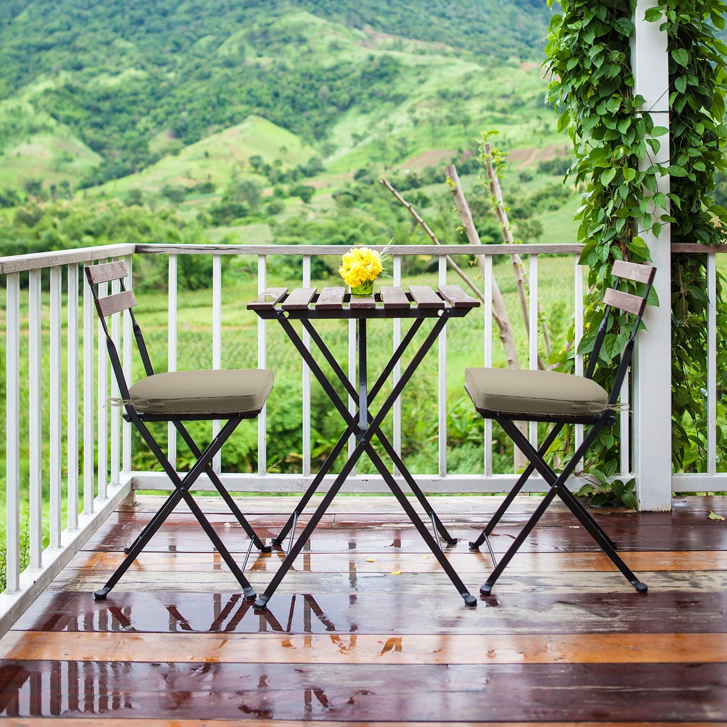 Outdoor Chair Cushion Soft and Fade-resistant Polyester Khaki Aoodor