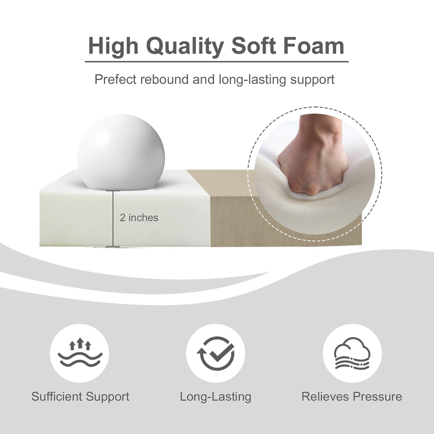 Outdoor Chair Cushion Soft and Fade-resistant Polyester Khaki Aoodor
