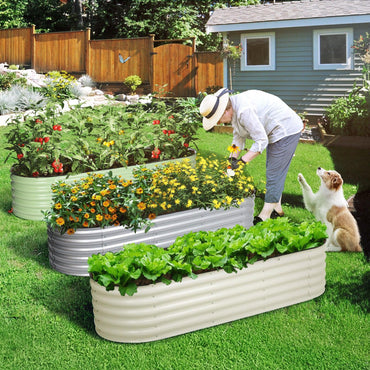 Oval Modular Aluzinc Raised Garden Bed Aoodor