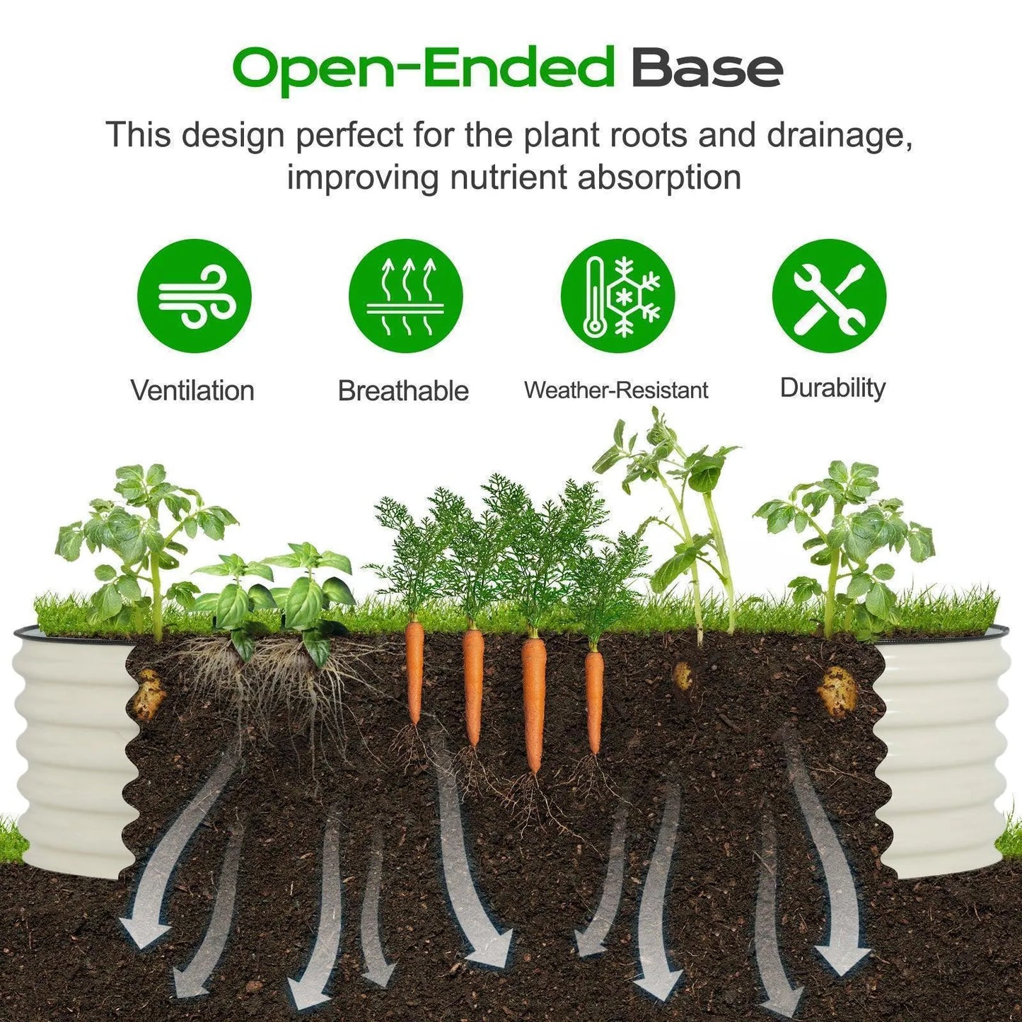 Oval Modular Aluzinc Raised Garden Bed Planter Aoodor LLC Beige