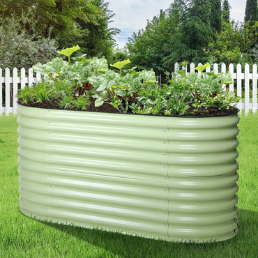 Oval Modular Aluzinc Raised Garden Bed Planter Aoodor LLC Green