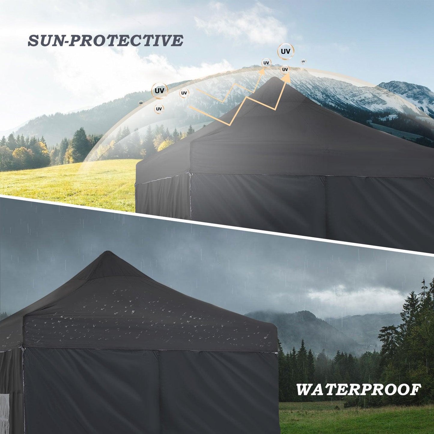 10 x 10 FT. Pop Up Canopy Tent with Windows Sidewalls, 3 Adjustable Heights, with Wheeled Bag Aoodor