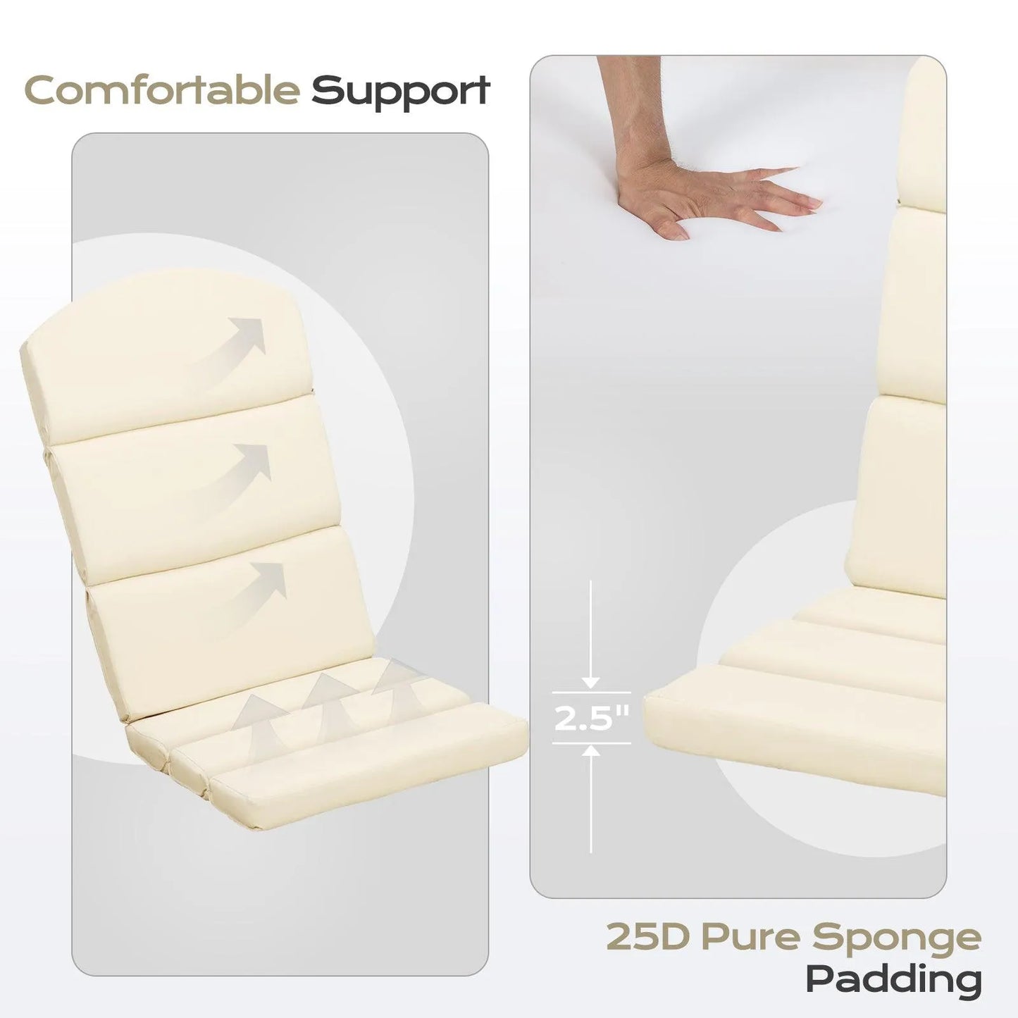 Patio Chair Cushion Set of 2 - High-Back Adirondack Patio Cushions with Ties, 52''x20''x2.75'', Olifen Fabric Slipcover CUSHION Aoodor LLC Beige