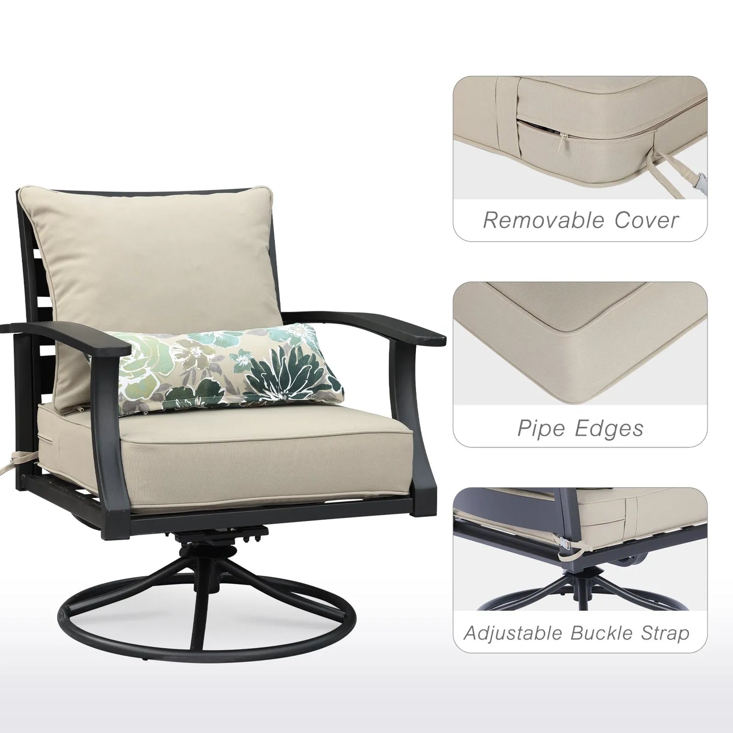 Patio Deep Chair Cushion, 2 Back 2 Seater 2 Pillow, Brown Aoodor More Detail
