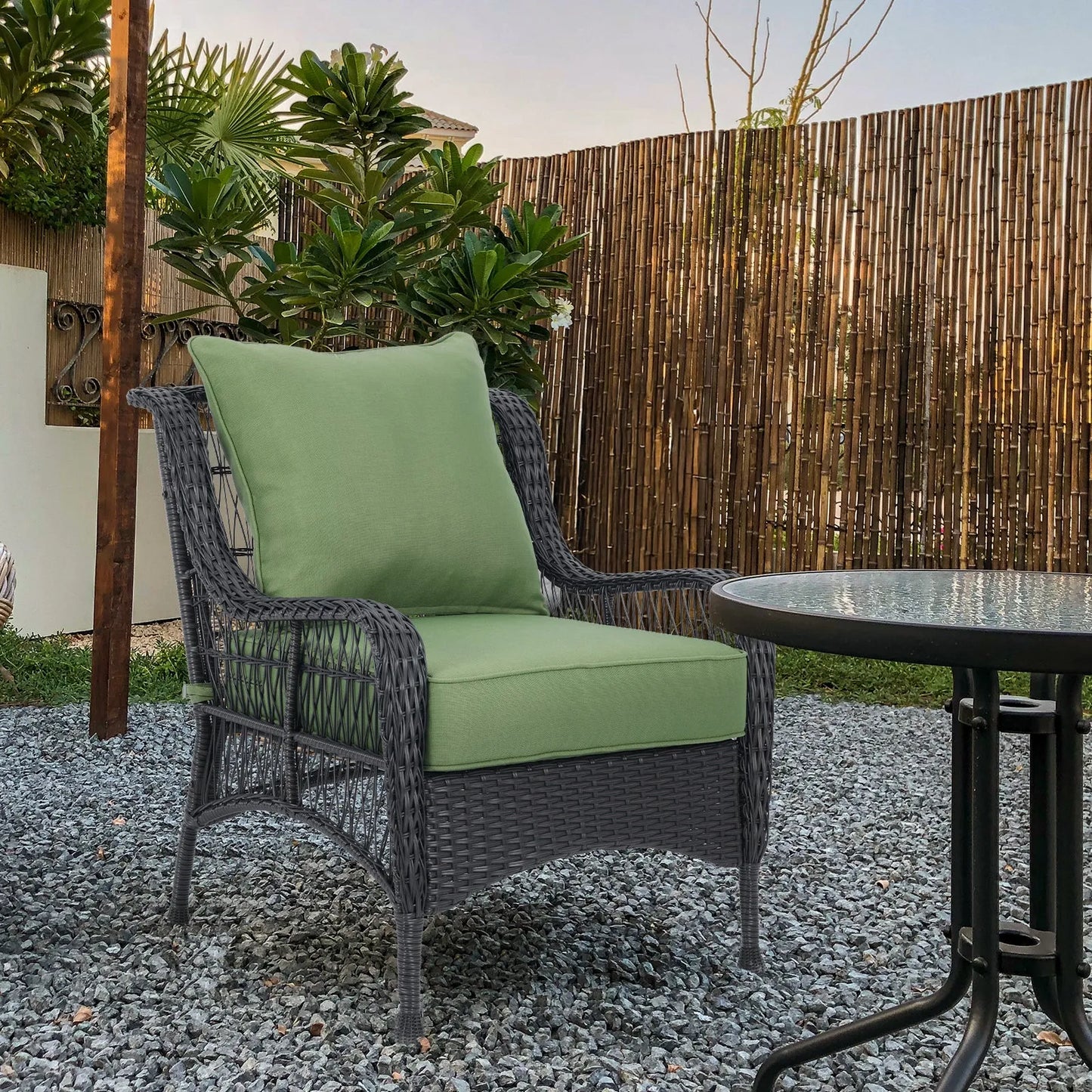 Patio Deep Chair Cushion, 2 Back 2 Seater 2 Pillow, Green Aoodor