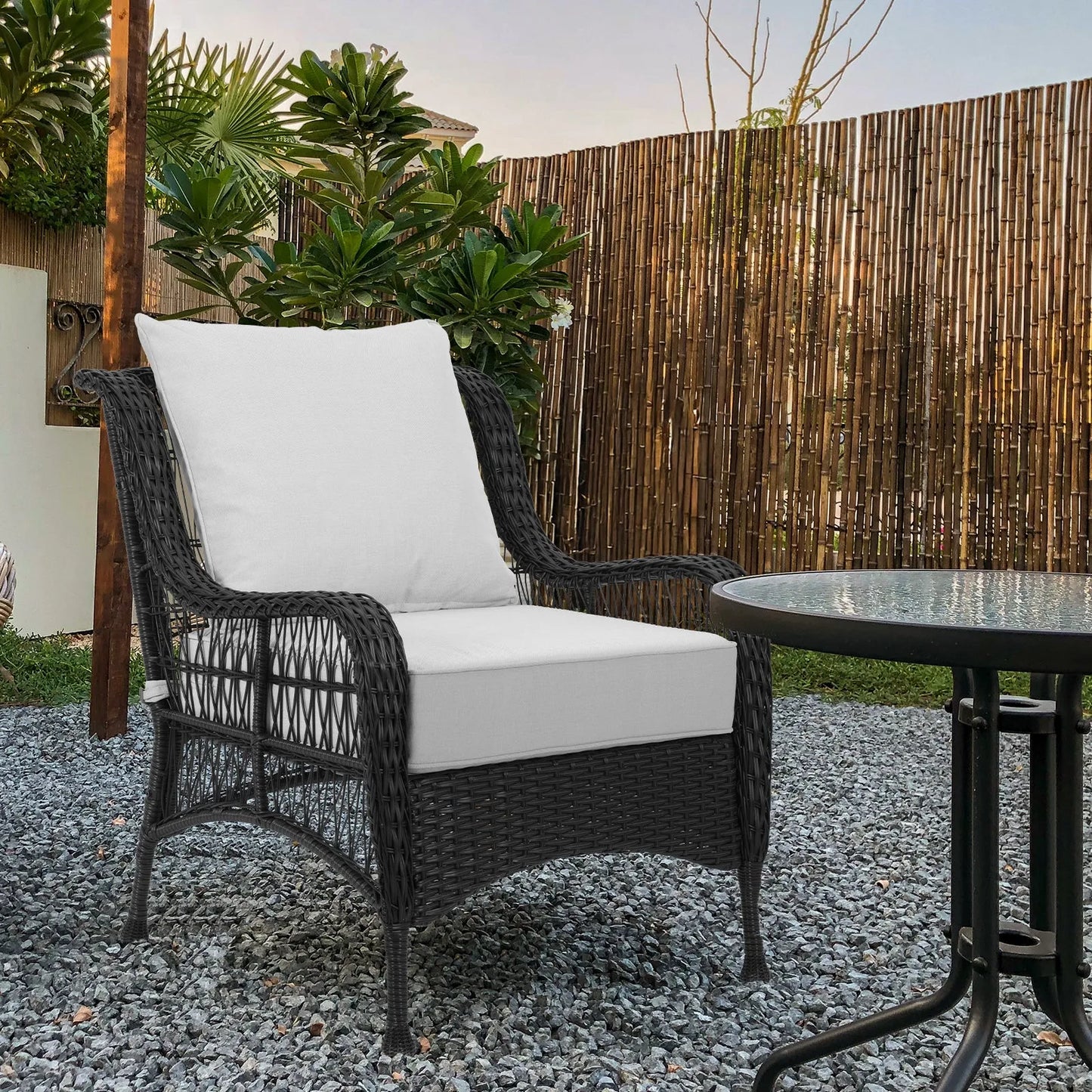 Patio Deep Chair Cushion, 2 Back 2 Seater 2 Pillow, Light Gray Aoodor