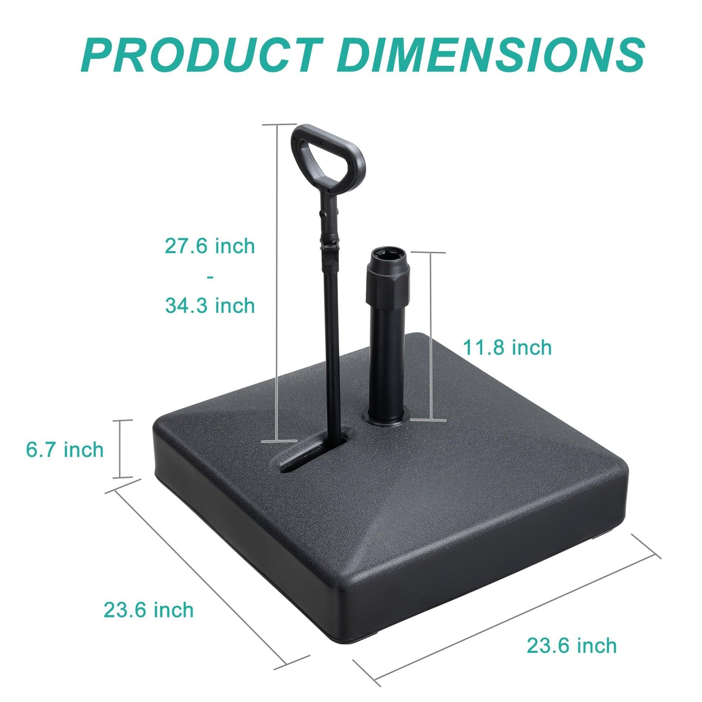 Patio Umbrella Base Heavy Duty with Wheels and Pull Rod, Fillable Umbrella Base, Mobile Market Stand for Deck, Poolside, Lawn - Black,Aoodor