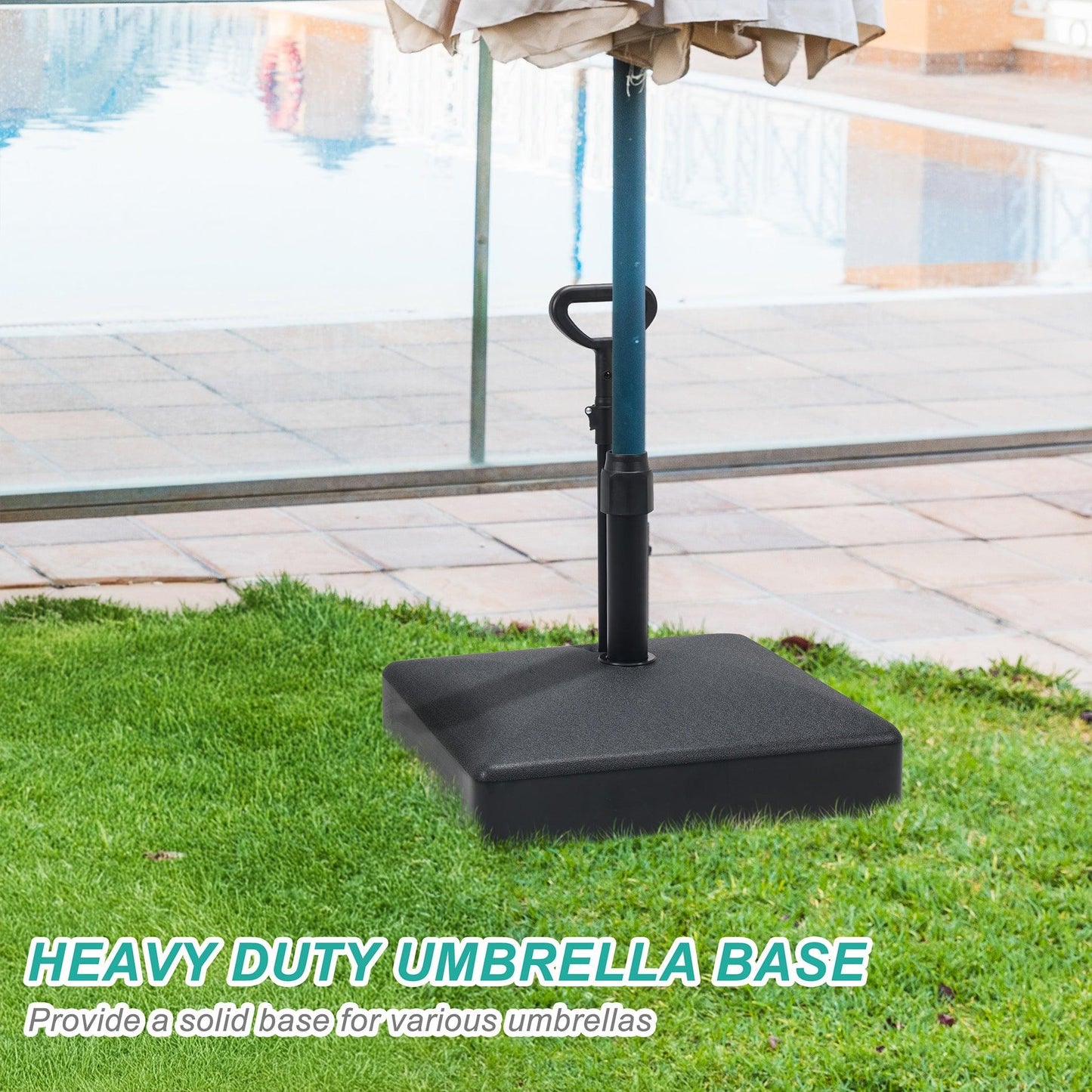 Patio Umbrella Base Heavy Duty with Wheels and Pull Rod, Fillable Umbrella Base, Mobile Market Stand for Deck, Poolside, Lawn - Black,Aoodor