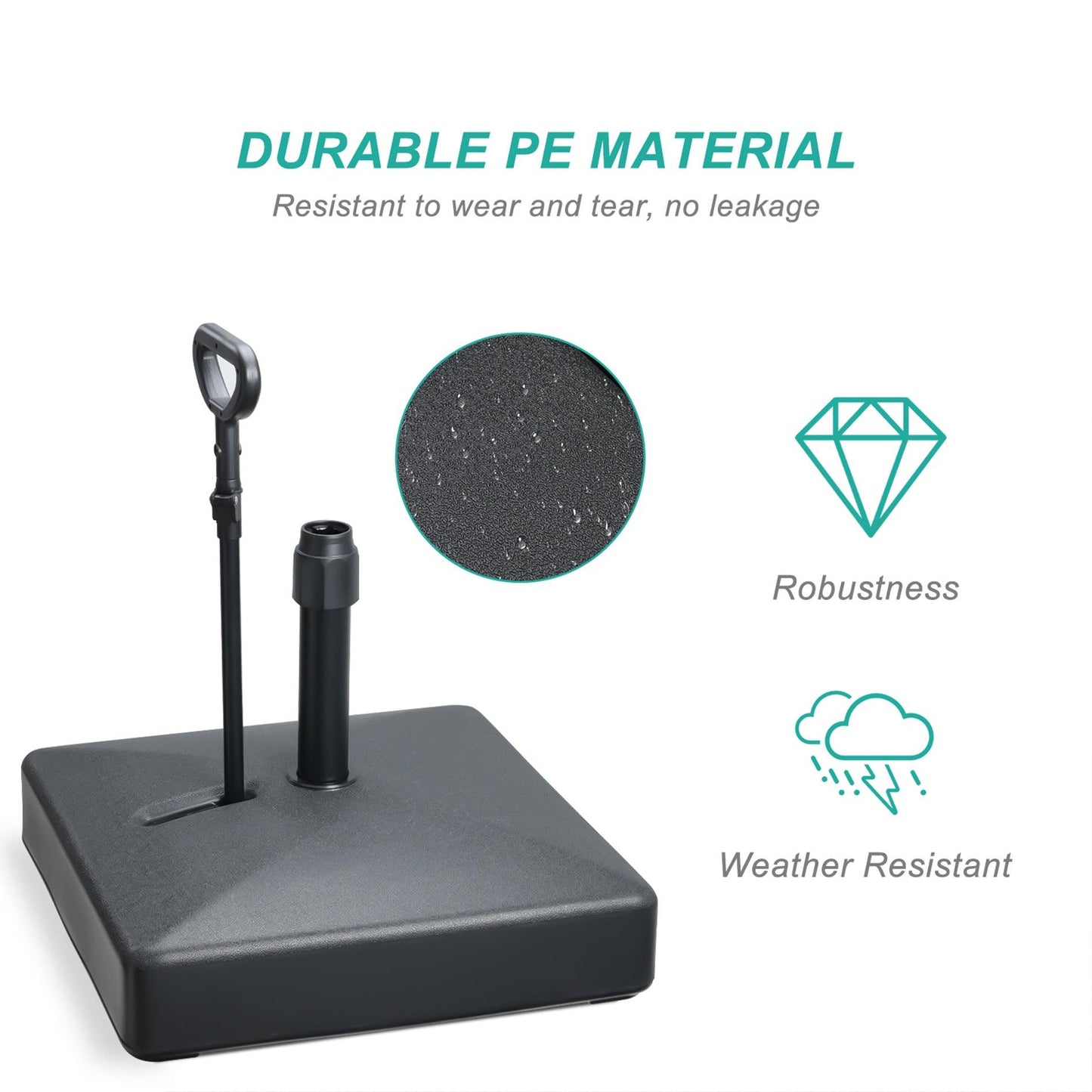 Patio Umbrella Base Heavy Duty with Wheels and Pull Rod, Fillable Umbrella Base, Mobile Market Stand for Deck, Poolside, Lawn - Black,Aoodor