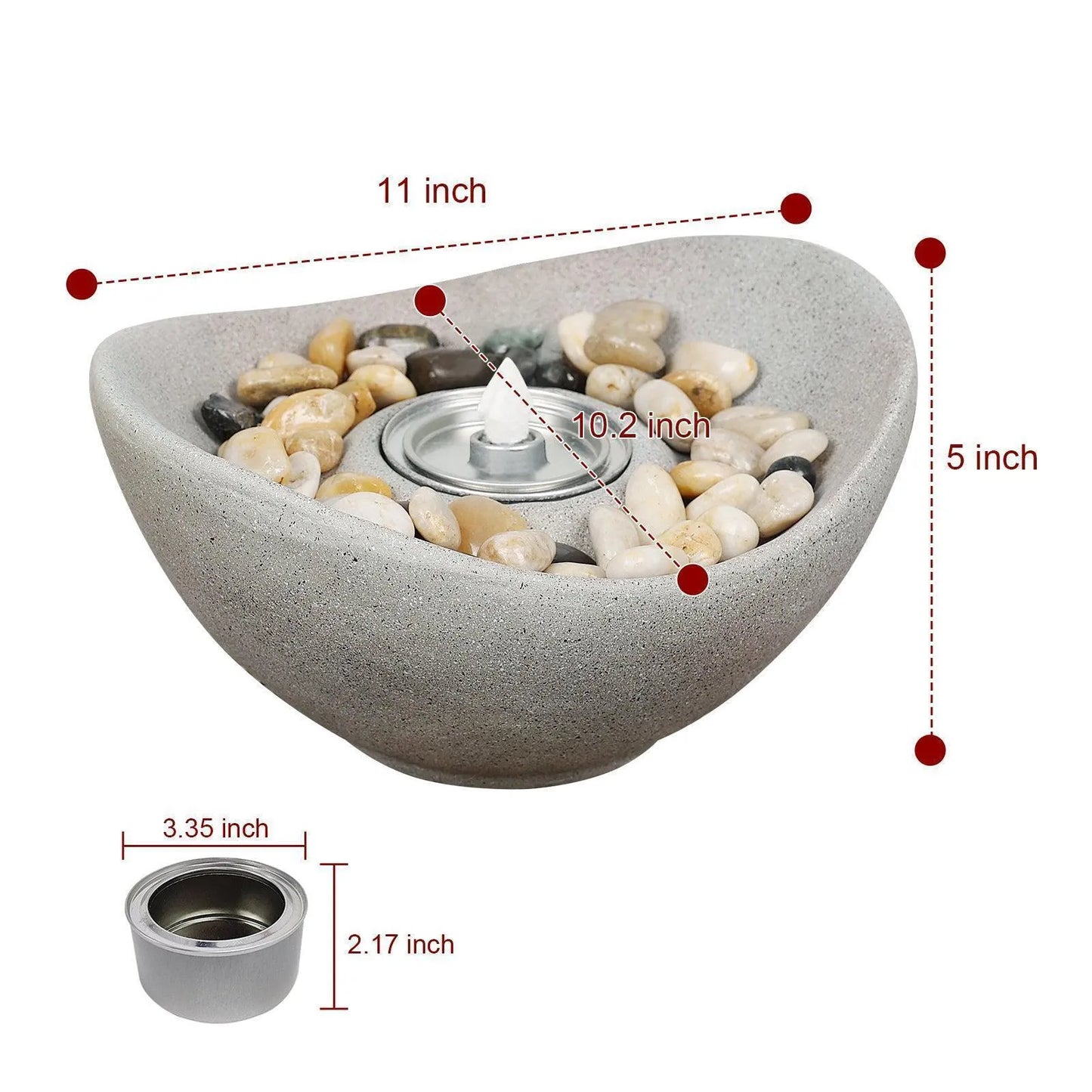 Portable Concrete Fire Pit - Indoor/Outdoor Tabletop Fireplace for Balcony, Patio Decor Tool Aoodor Beige