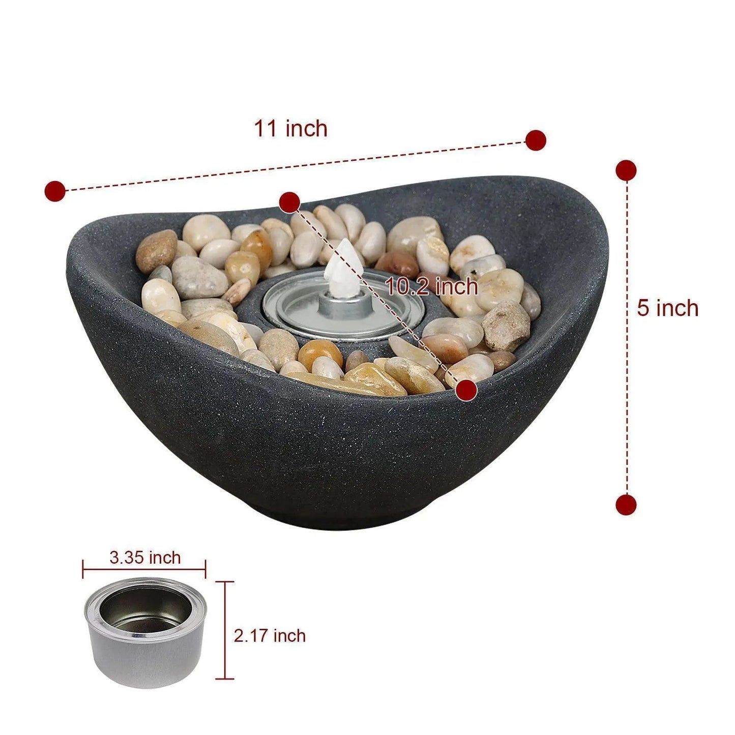Portable Concrete Fire Pit - Indoor/Outdoor Tabletop Fireplace for Balcony, Patio Decor Tool Aoodor Graphite Aoodor