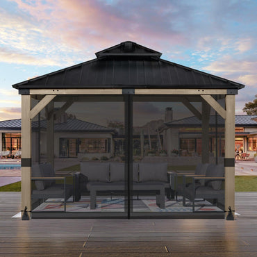 Universal Gazebo Replacement Mosquito Netting Screen 4-Panel Sidewalls (Only Netting) - Black - Aoodor