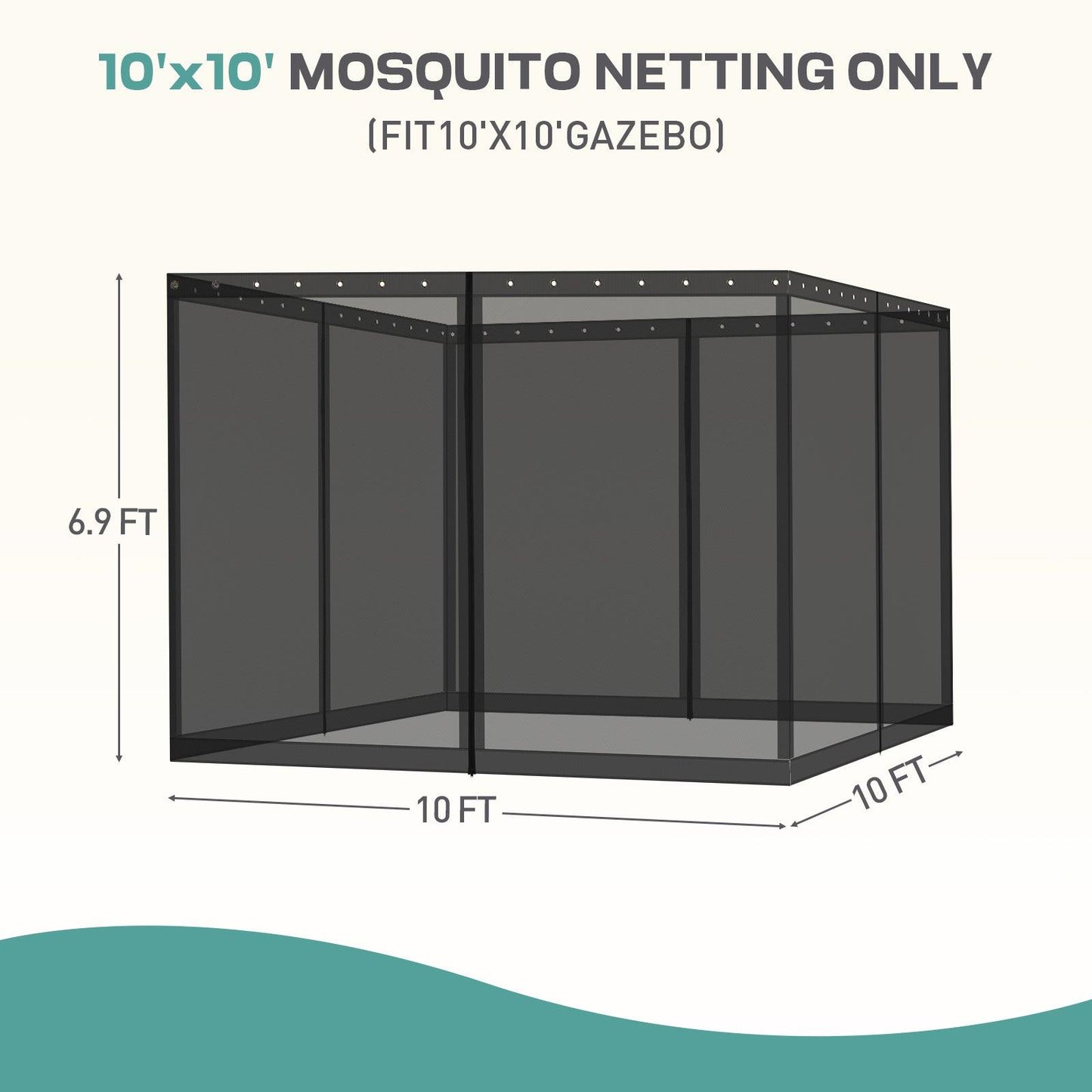 Universal Gazebo Replacement Mosquito Netting Screen 4-Panel Sidewalls with Double Zipper (Only Netting) Black Aoodor