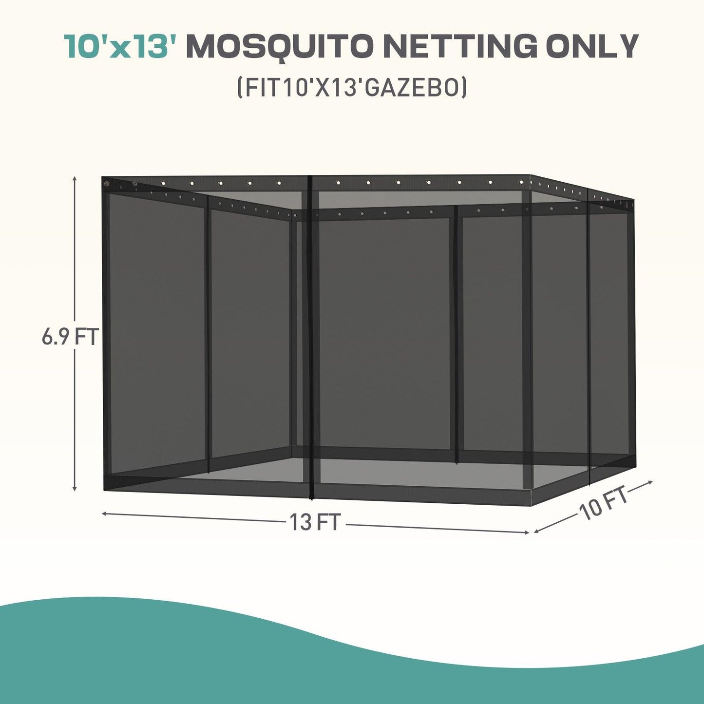 Universal Gazebo Replacement Mosquito Netting Screen 4-Panel Sidewalls with Double Zipper (Only Netting) Black Aoodor