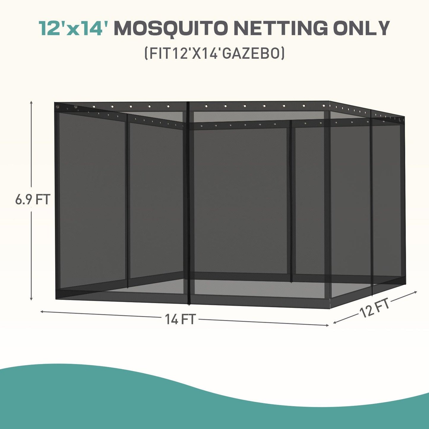 Universal Gazebo Replacement Mosquito Netting Screen 4-Panel Sidewalls with Double Zipper (Only Netting) Black Aoodor