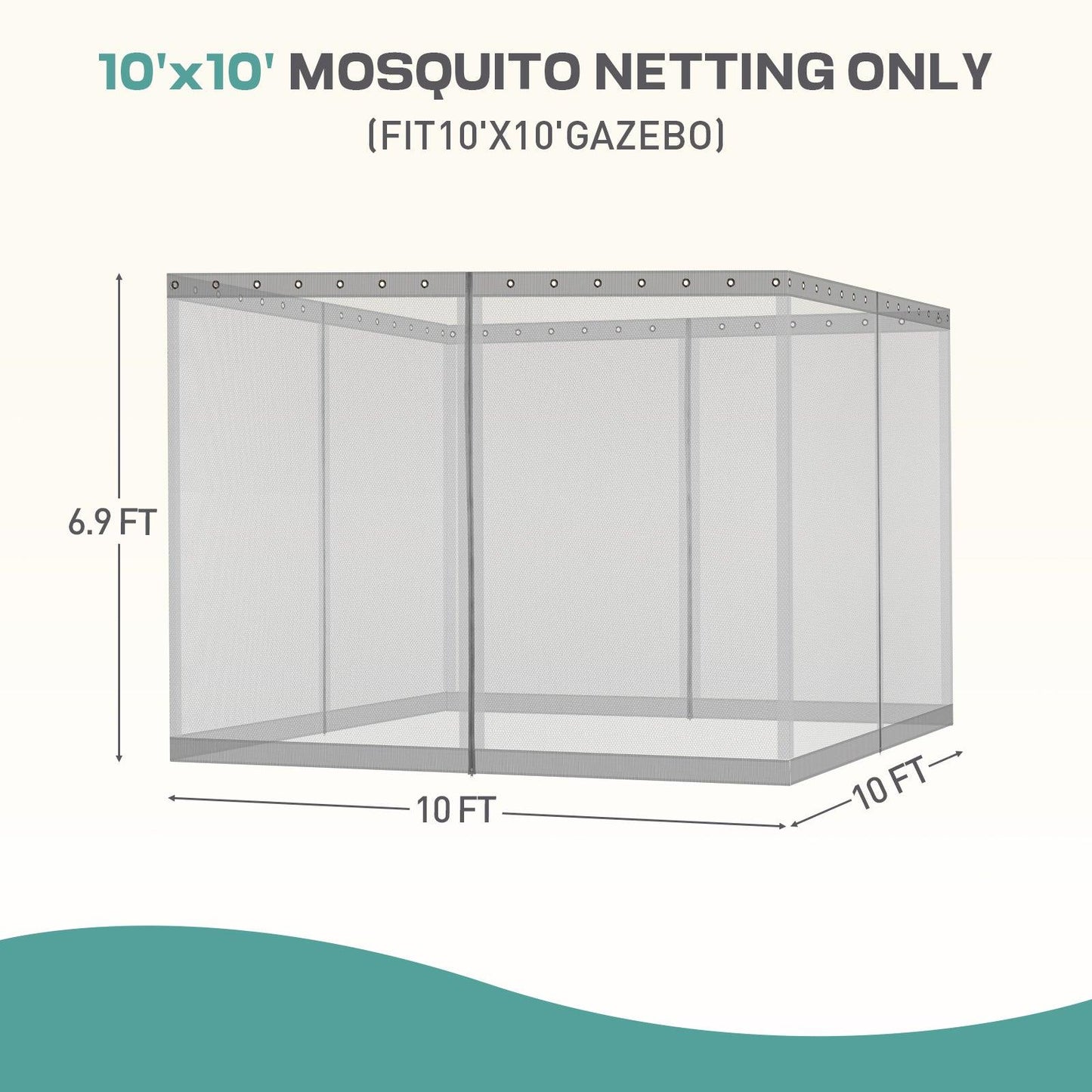 Universal Gazebo Replacement Mosquito Netting Screen 4-Panel Sidewalls with Double Zipper (Only Netting) Gray Aoodor