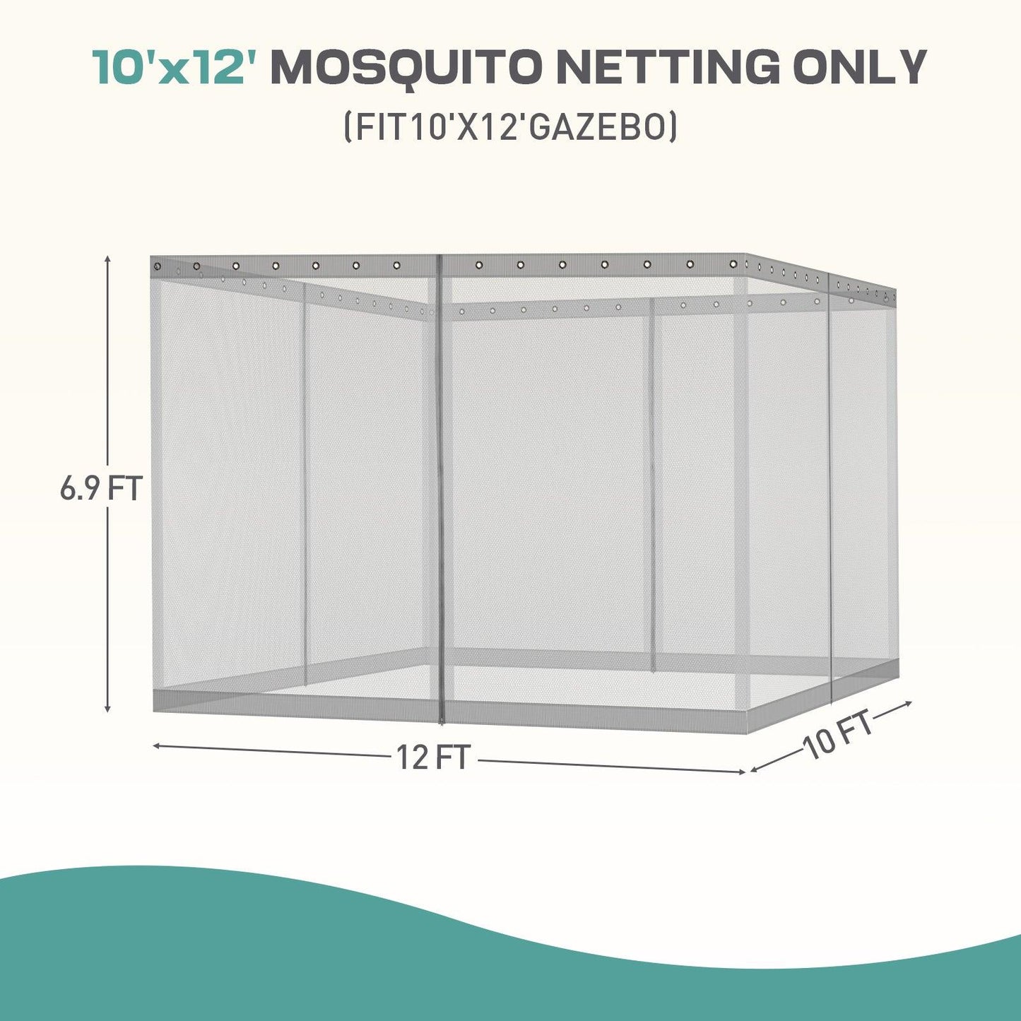 Universal Gazebo Replacement Mosquito Netting Screen 4-Panel Sidewalls with Double Zipper (Only Netting) Gray Aoodor